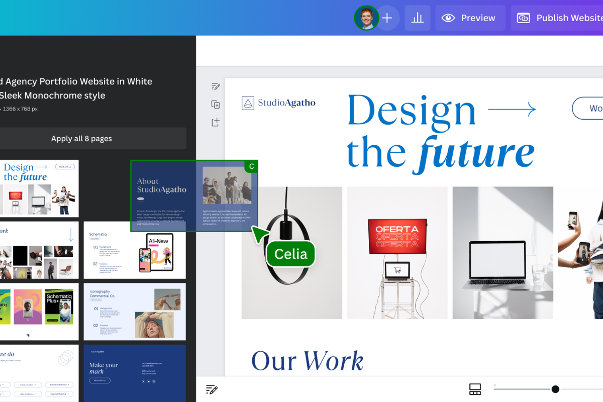 Giao diện Canva Web hỗ trợ thiết kế nội thất ý tưởng nhanh, minh họa xu hướng AI tác động đến dịch vụ thiết kế nội thất.