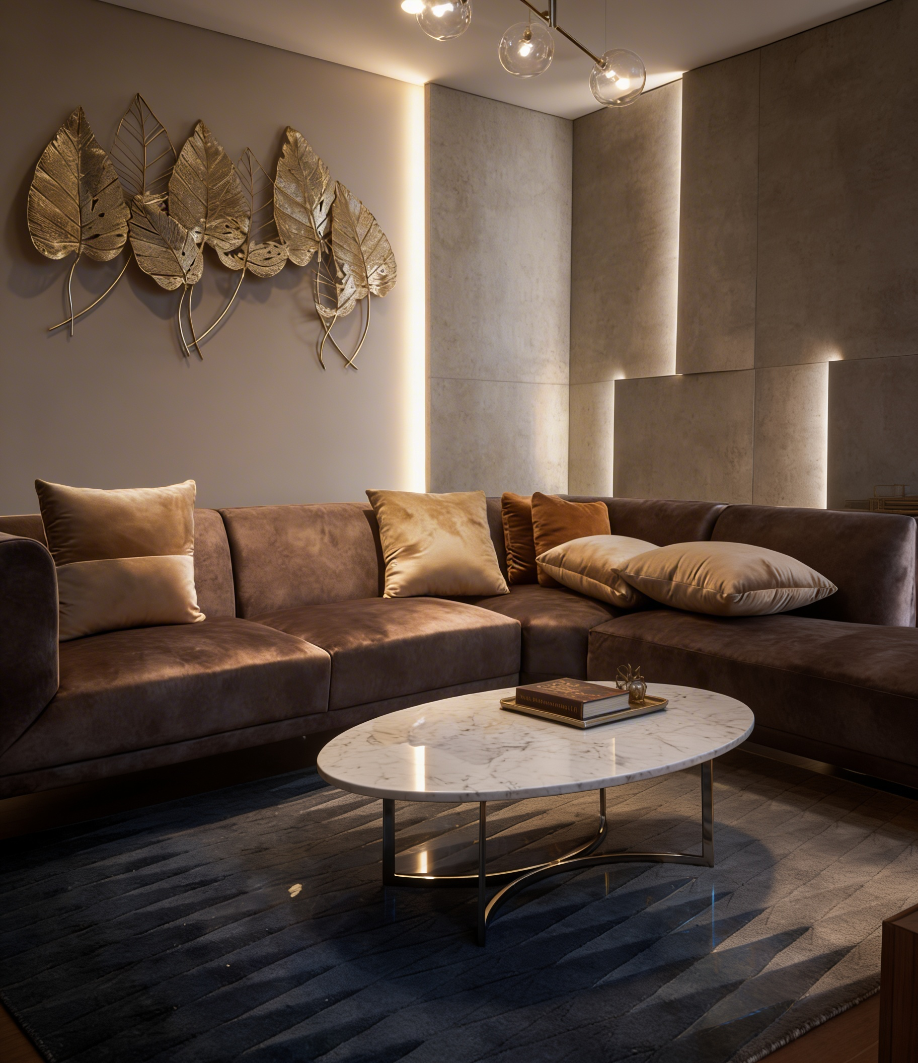 Cải tạo nội thất chung cư Chợ Nga Võ Văn Kiệt phòng khách sang trọng phong cách hiện đại phối đèn led âm tường.