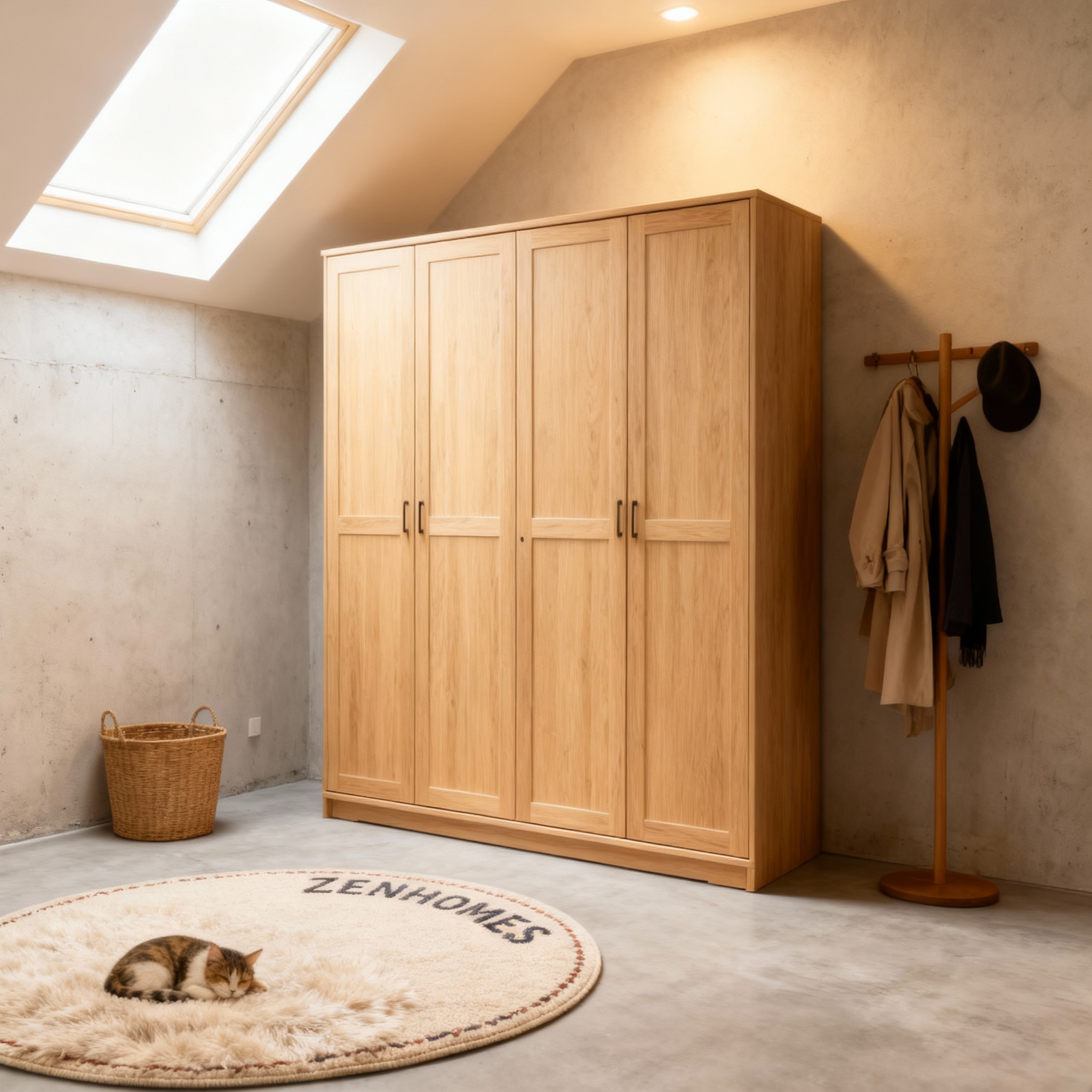 Mẫu tủ quần áo gỗ tự nhiên 4 cánh