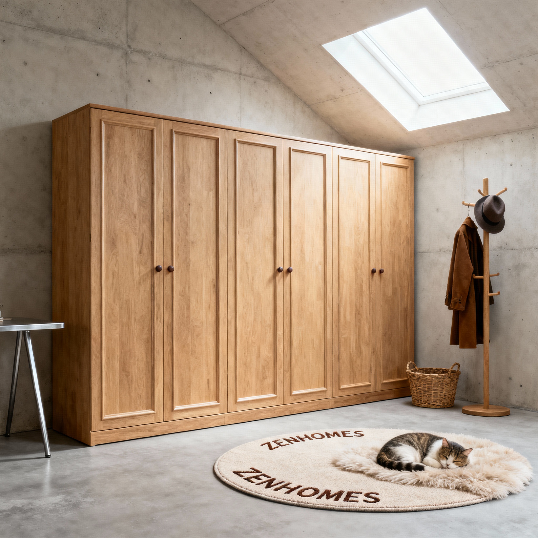 Mẫu tủ quần áo gỗ tự nhiên 6 cánh