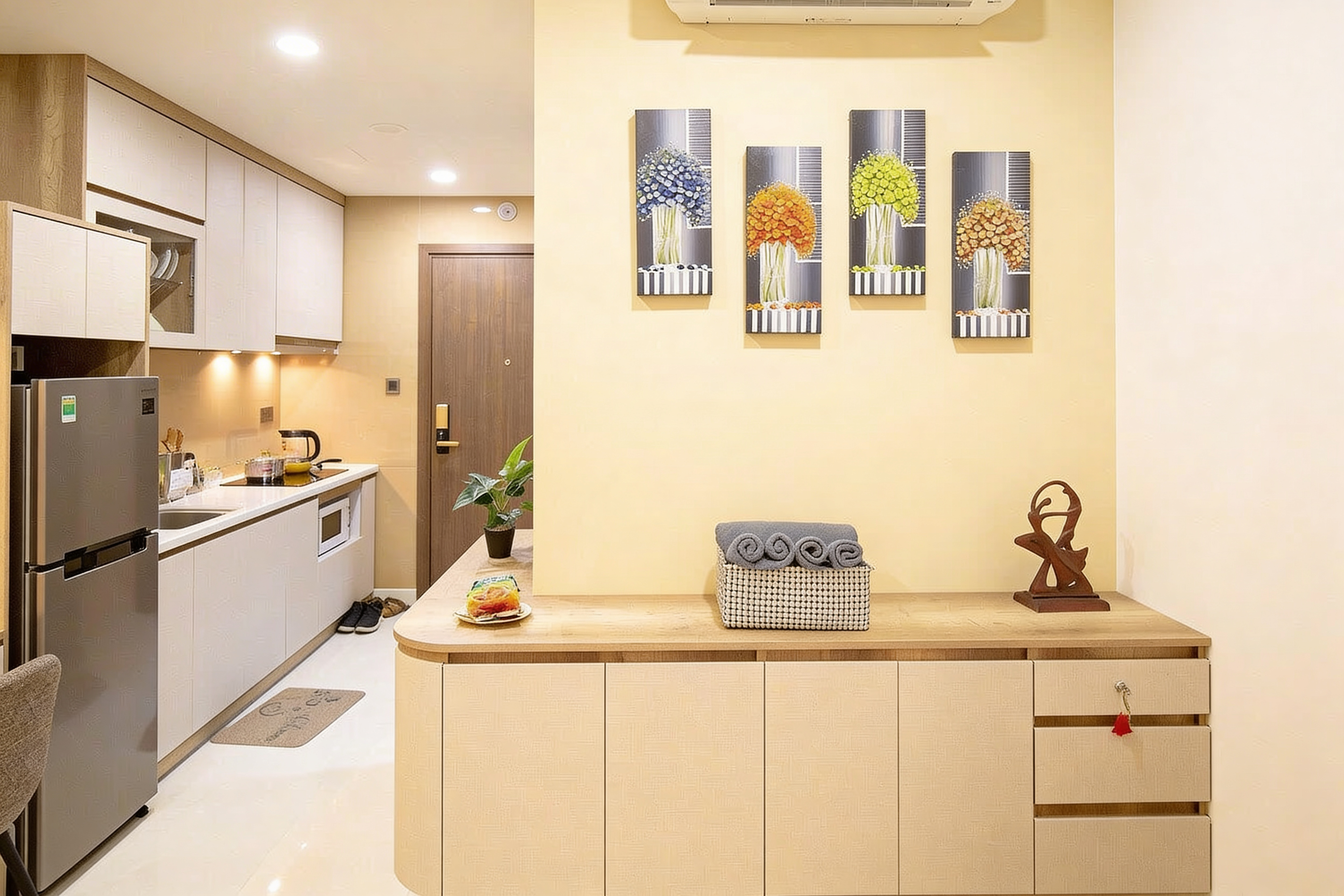 Nội thất chung cư 1 phòng ngủ Saigon Royal Residence khu vực bếp