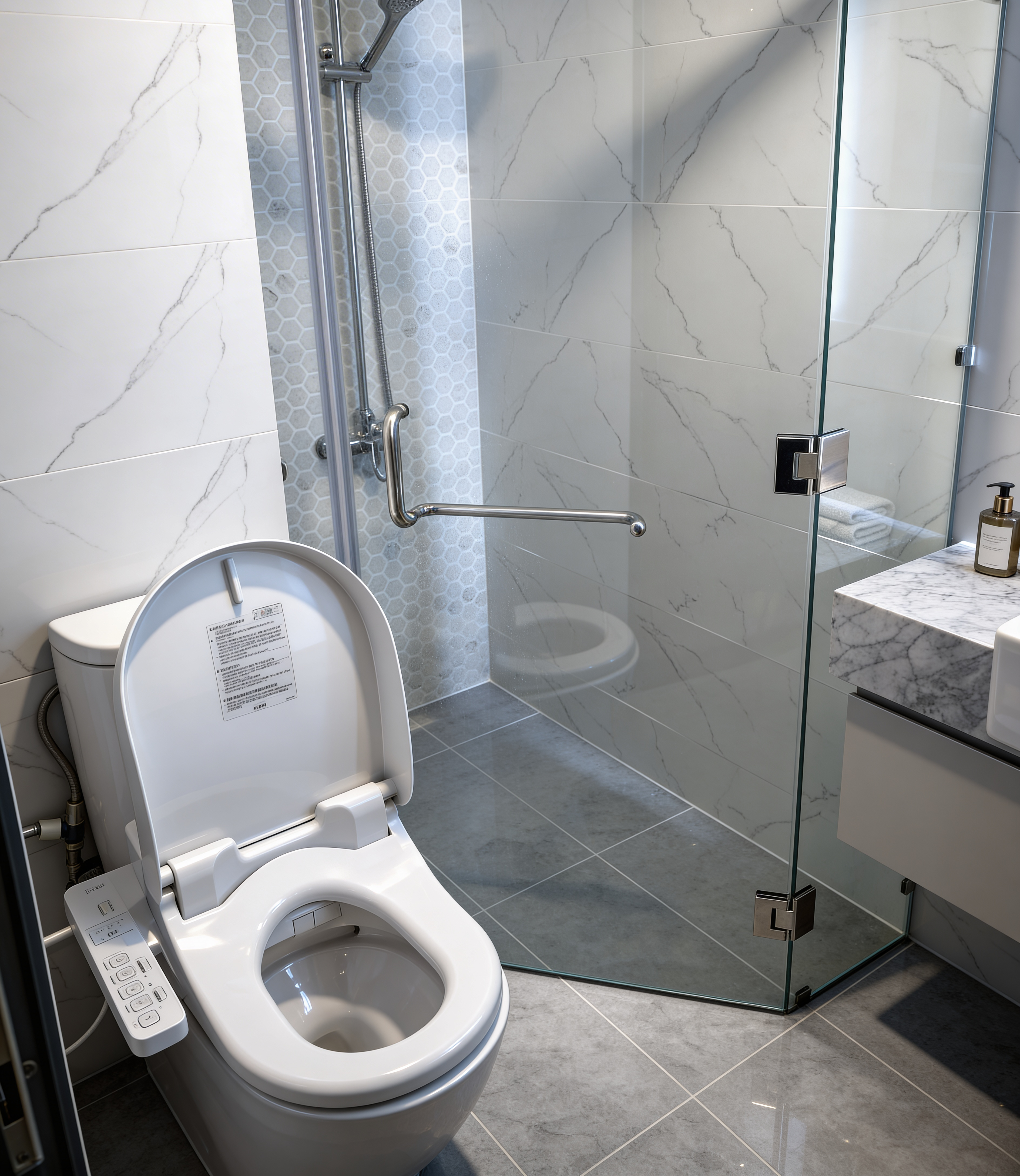 Cải tạo nội thất chung cư Chợ Nga phòng tắm vách kính hiện đại sạch sẽ