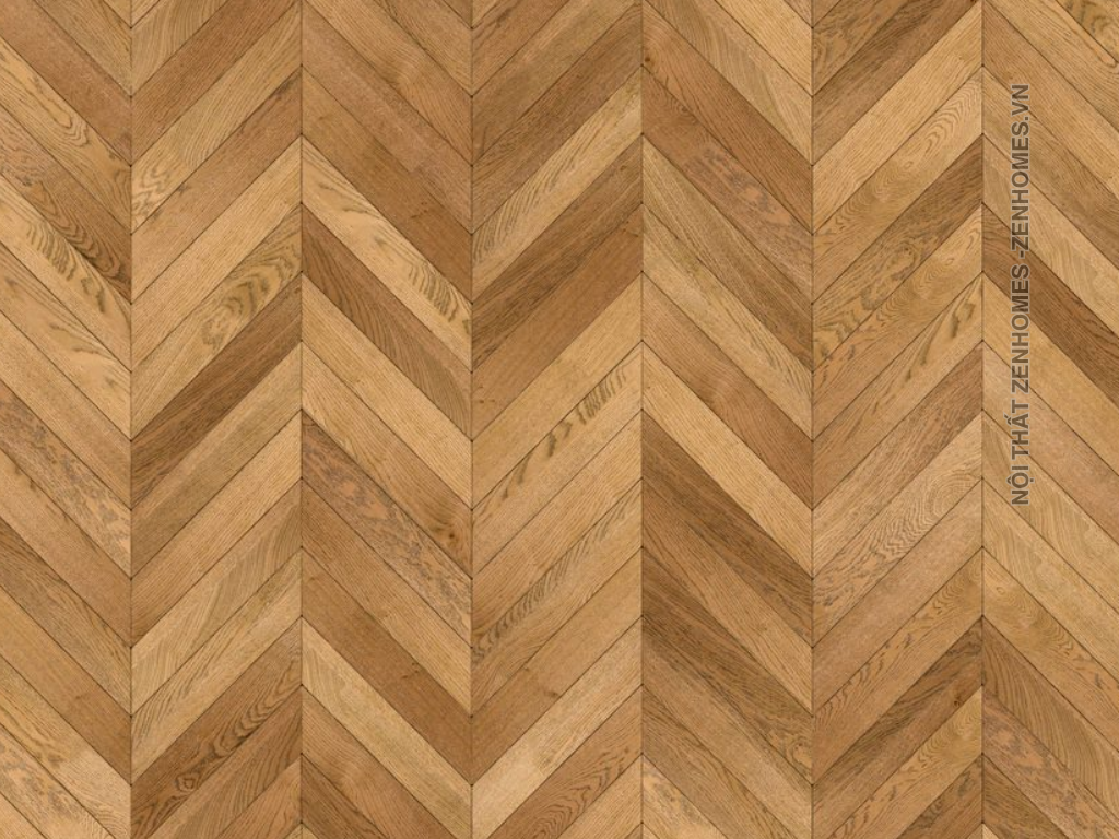 Sàn gỗ công nghiệp lát chữ V kiểu Chevron vân gỗ nâu sang trọng