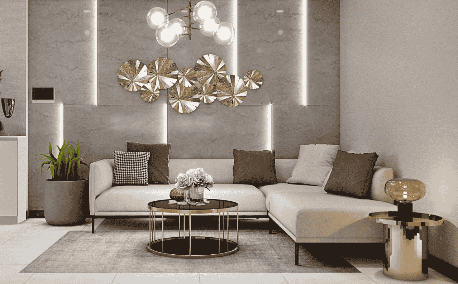 thiết kế sofa góc cho phòng khách hiện đại