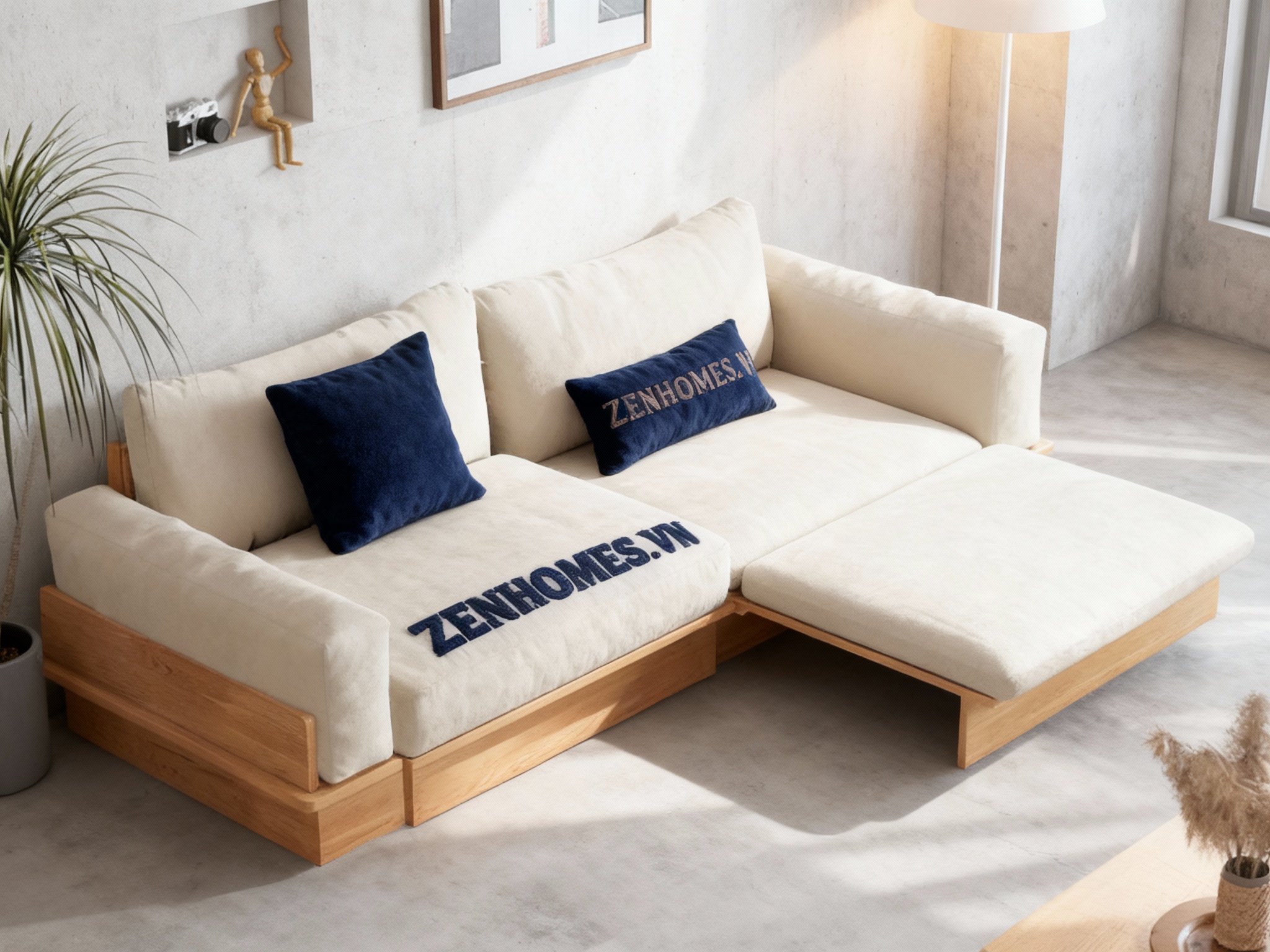 Ghế sofa kiêm giường ngủ gỗ Niko
