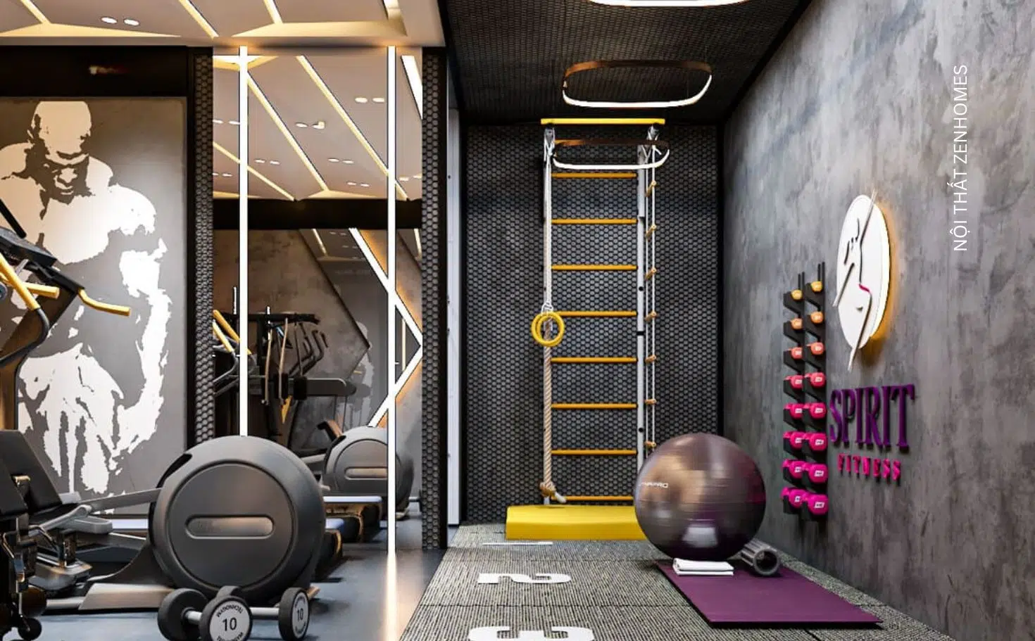 giải pháp sơn tường phòng gym