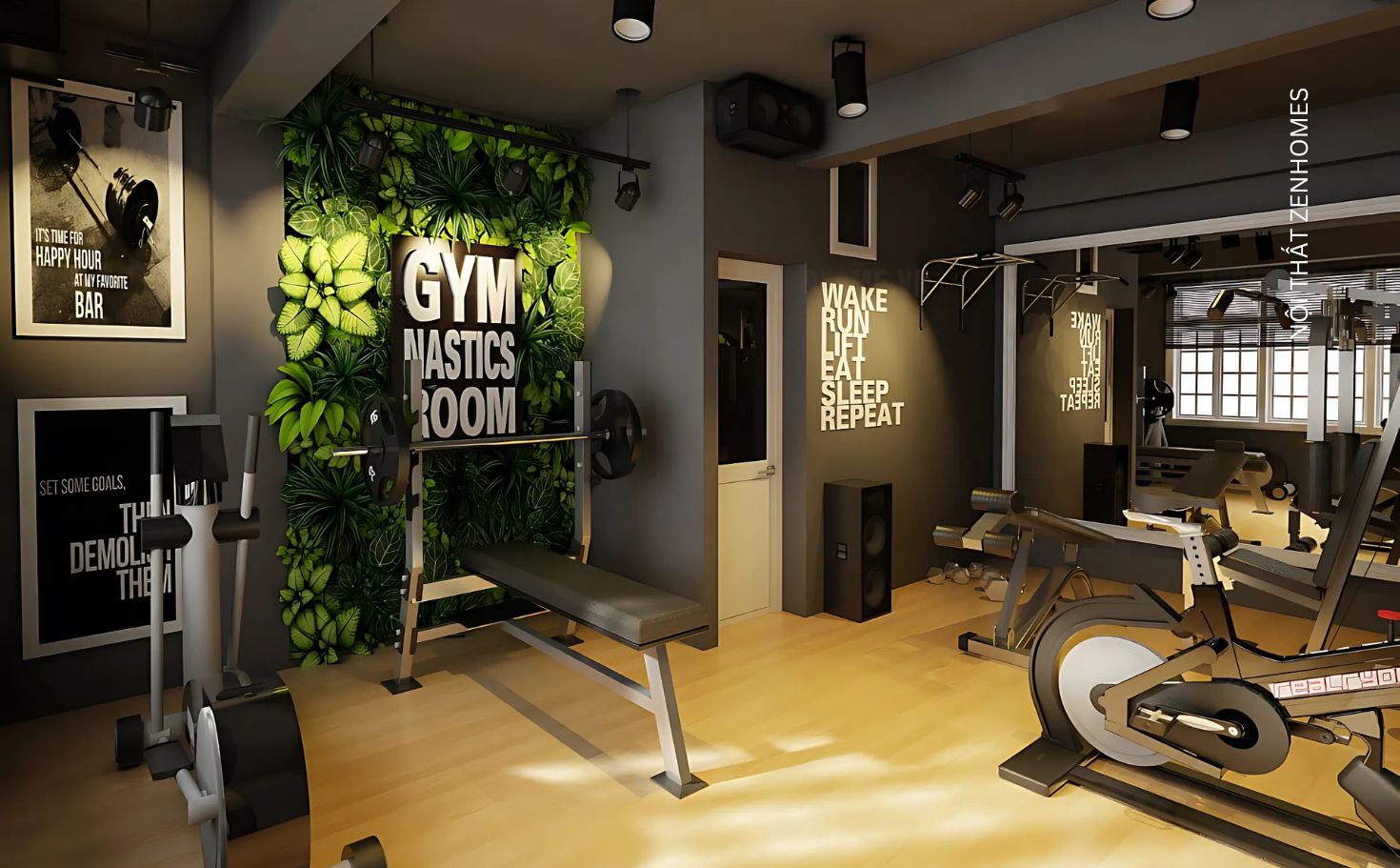 giải pháp sơn tường phòng gym