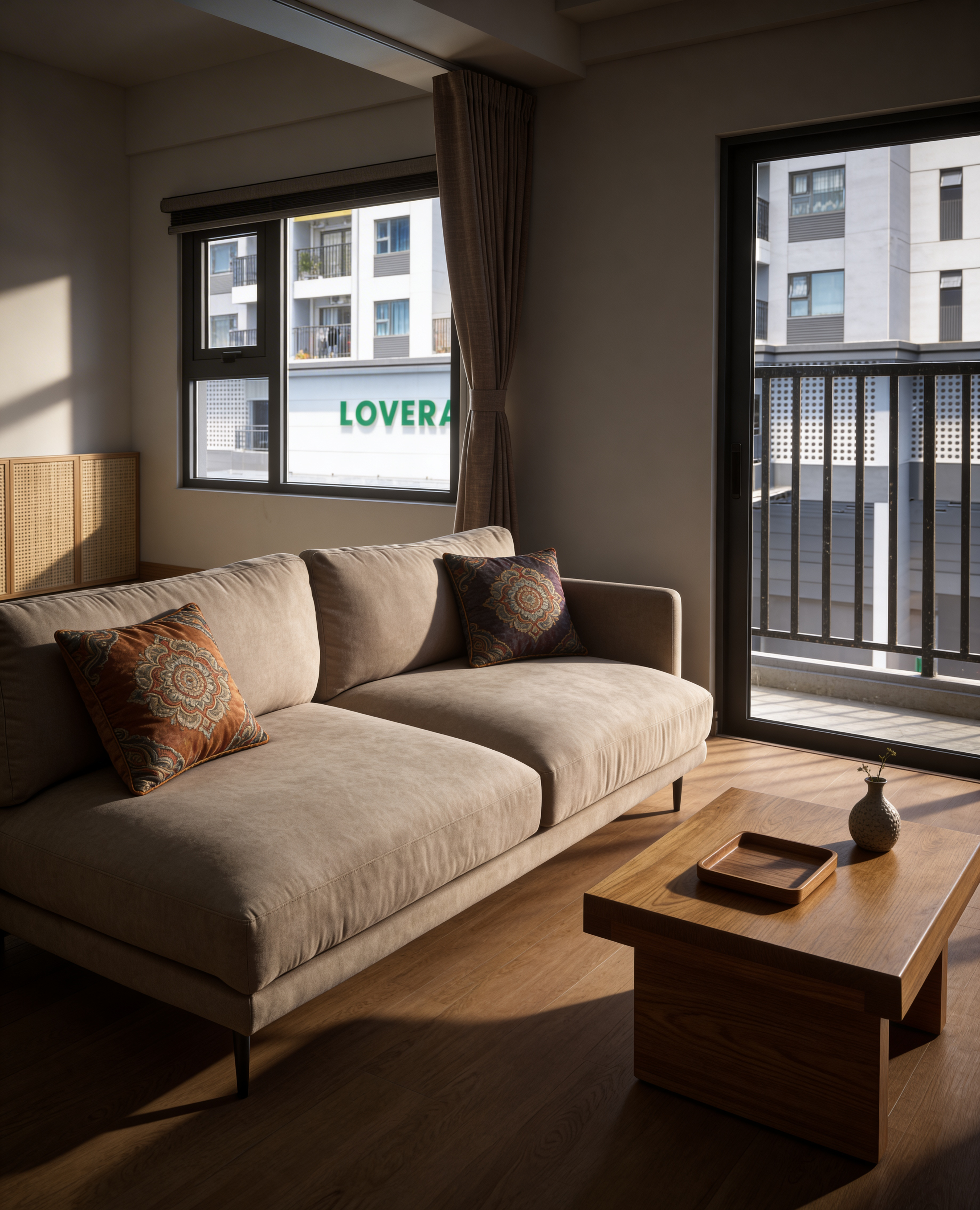 thi công nội thất chung cư trọn gói Lovera Vista phòng khách sofa hiện đại