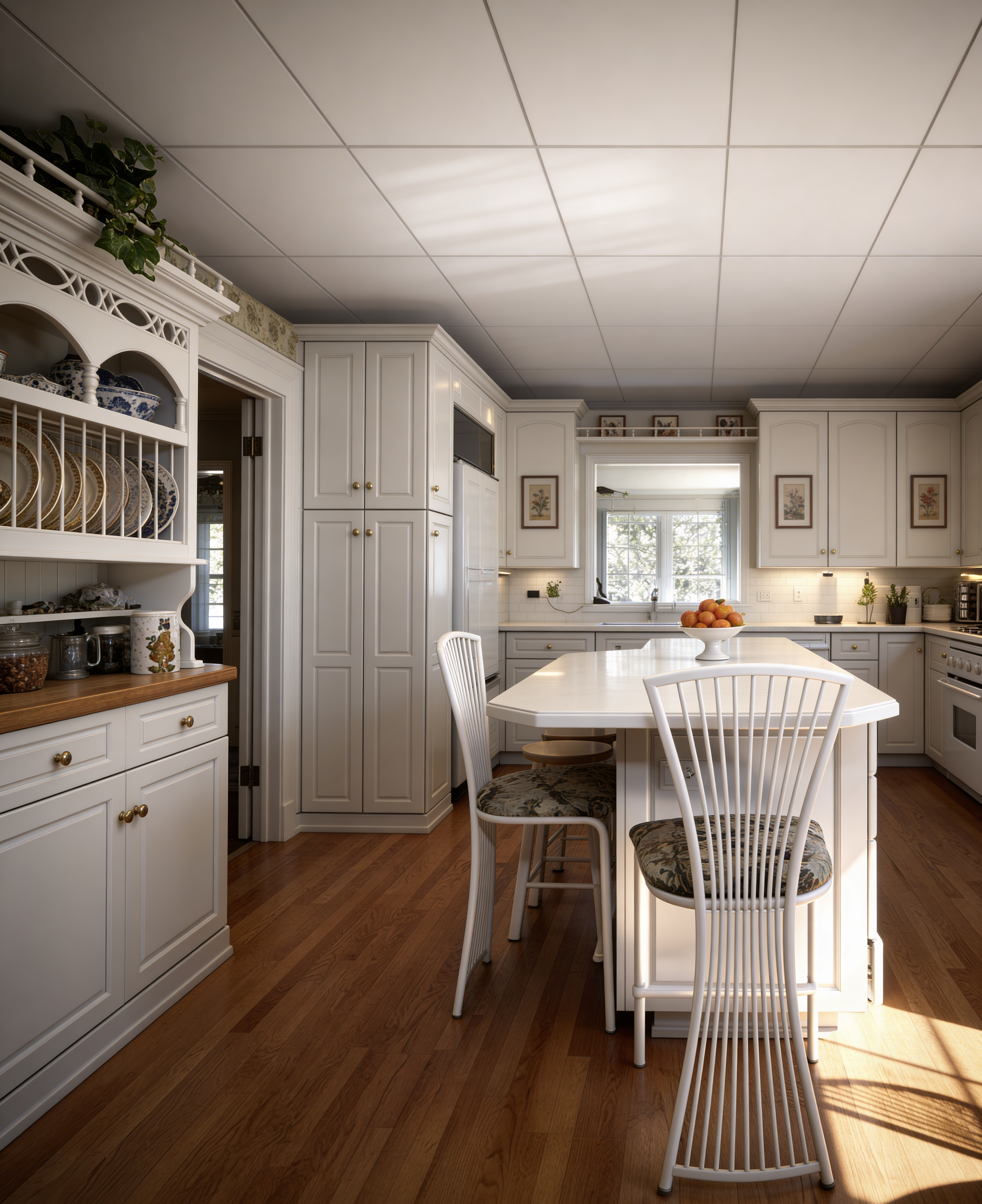 trần sợi đá Euroacoustic Minerval ứng dụng thi công thiết kế nội thất phòng bếp hiện đại