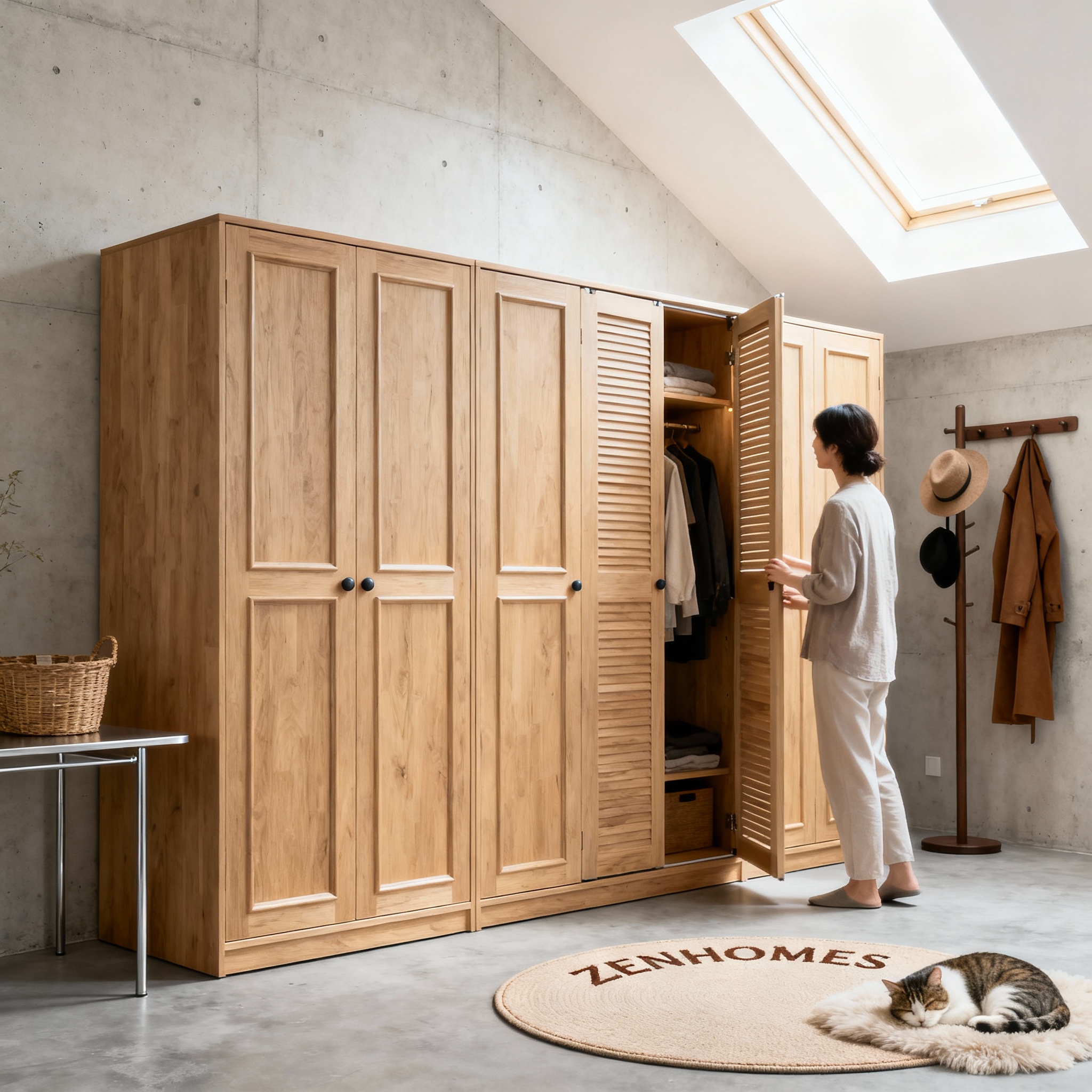 Tủ quần áo cửa mở gỗ tự nhiên2