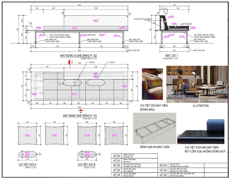 xưởng sofa - bản vẽ sofa