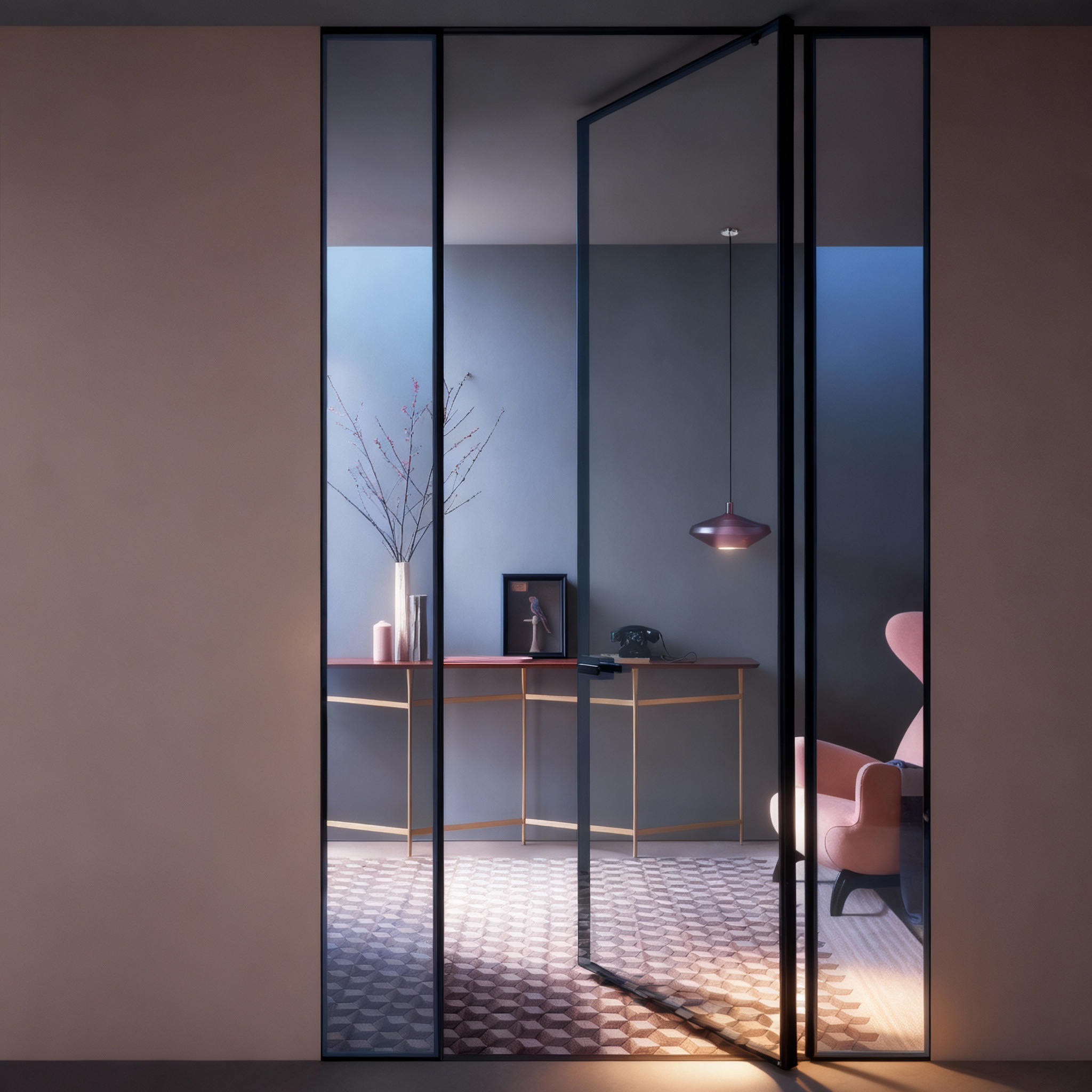 cửa trục xoay nhôm kính