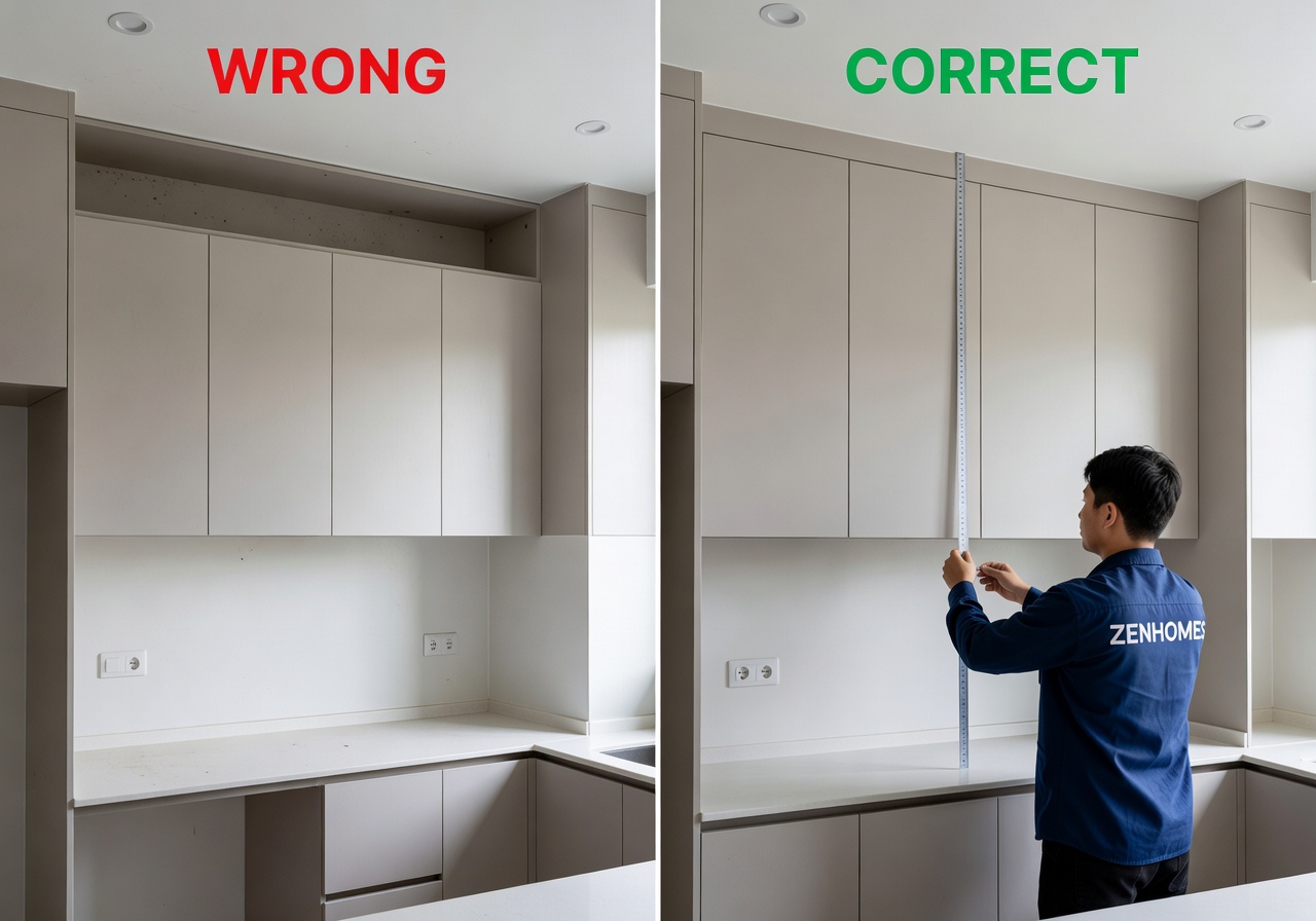 So sánh đóng tủ bếp theo yêu cầu với tủ bếp kịch trần và không kịch trần giúp tối ưu không gian