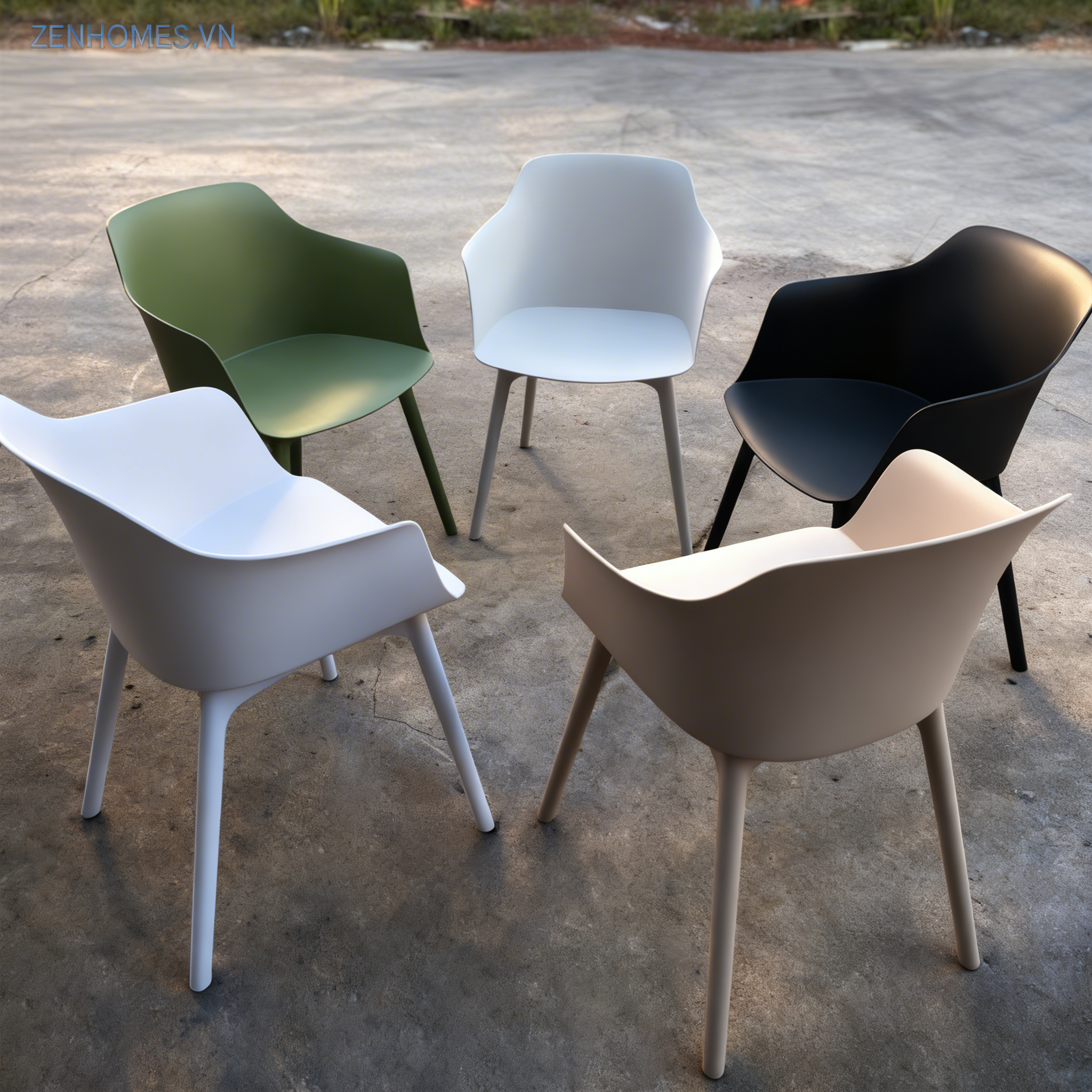 ghế coffee nhựa PP mã 3030 lưng bo cong hiện đại dùng cho quán cafe