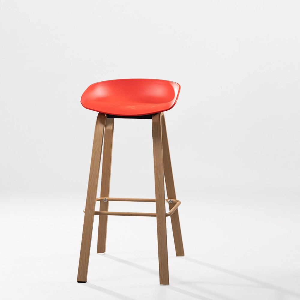 ghế quầy bar hiện đại mã 3020 mặt nhựa chân sắt giả gỗ dùng cho quán bar