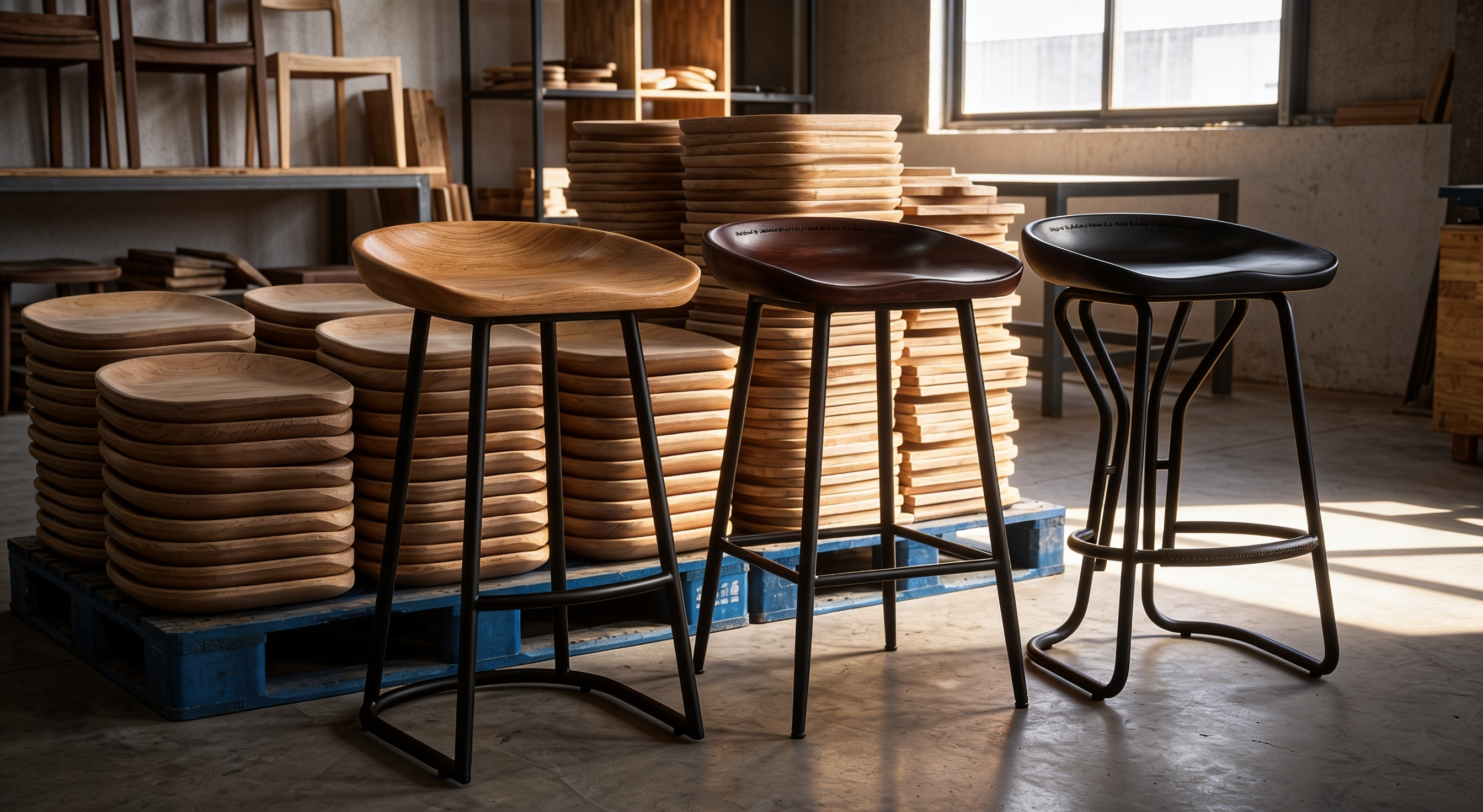 Ghế quầy bar hiện đại mặt gỗ chân sắt