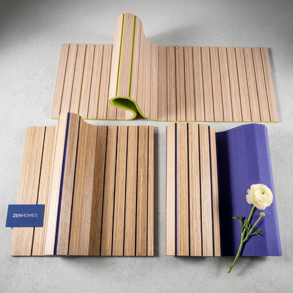 Gỗ tiêu âm uốn cong Flexible Wood với thiết kế lượn sóng mềm mại cho công trình kiến trúc.