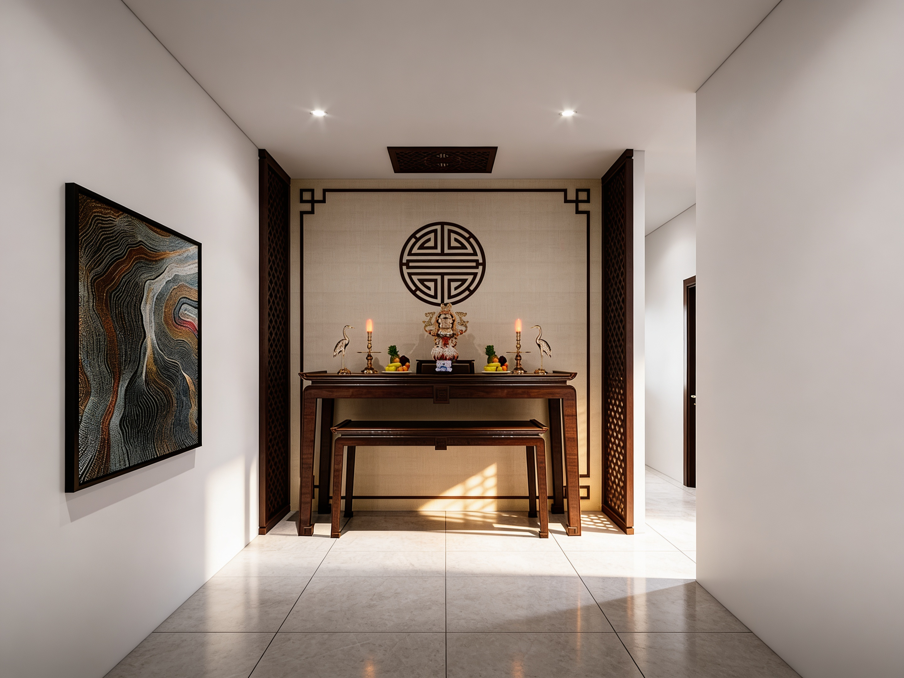 hoàn thiện nội thất nhà phố phường Tân Thành - không gian phòng thờ trang