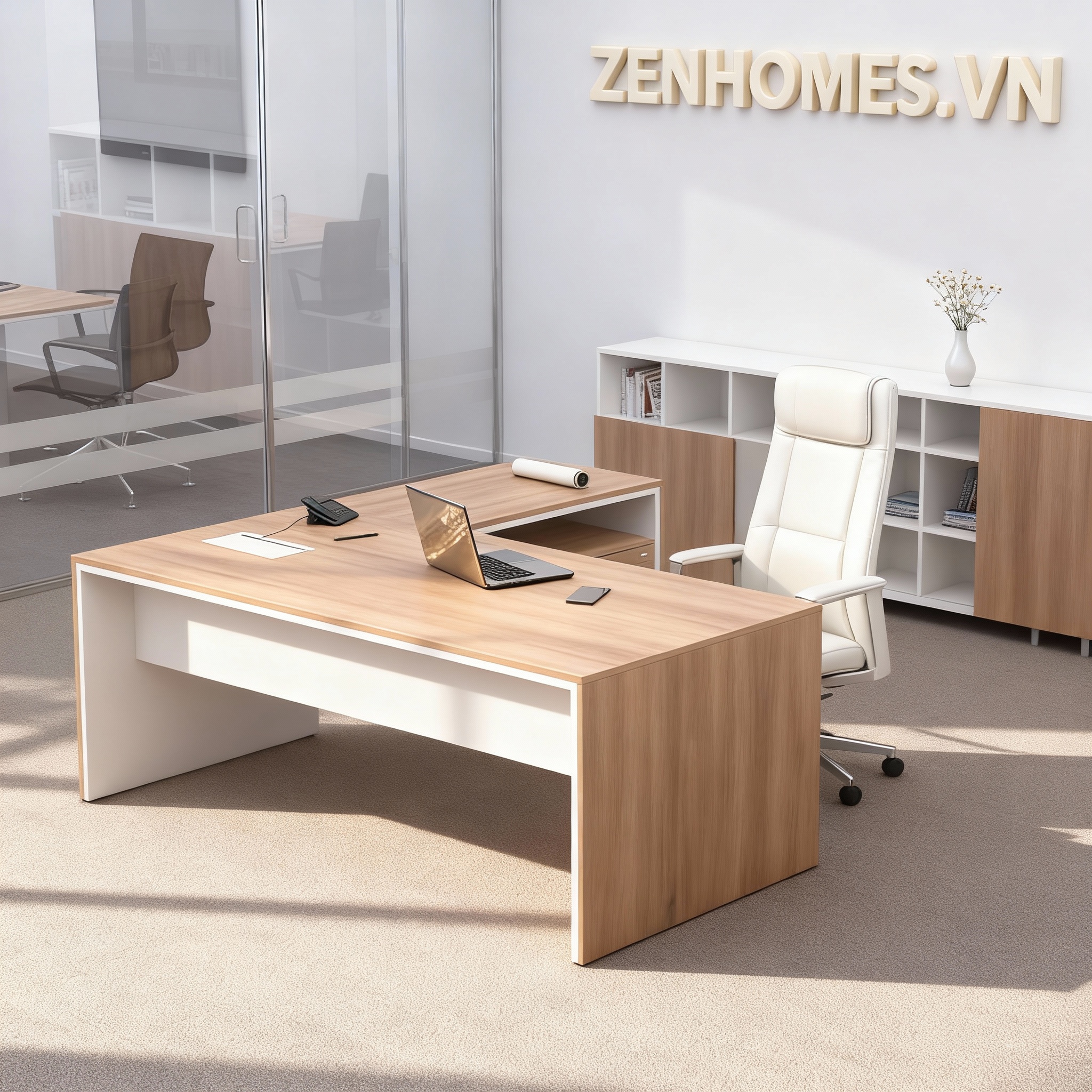 Bàn trưởng phòng chữ L gỗ công nghiệp