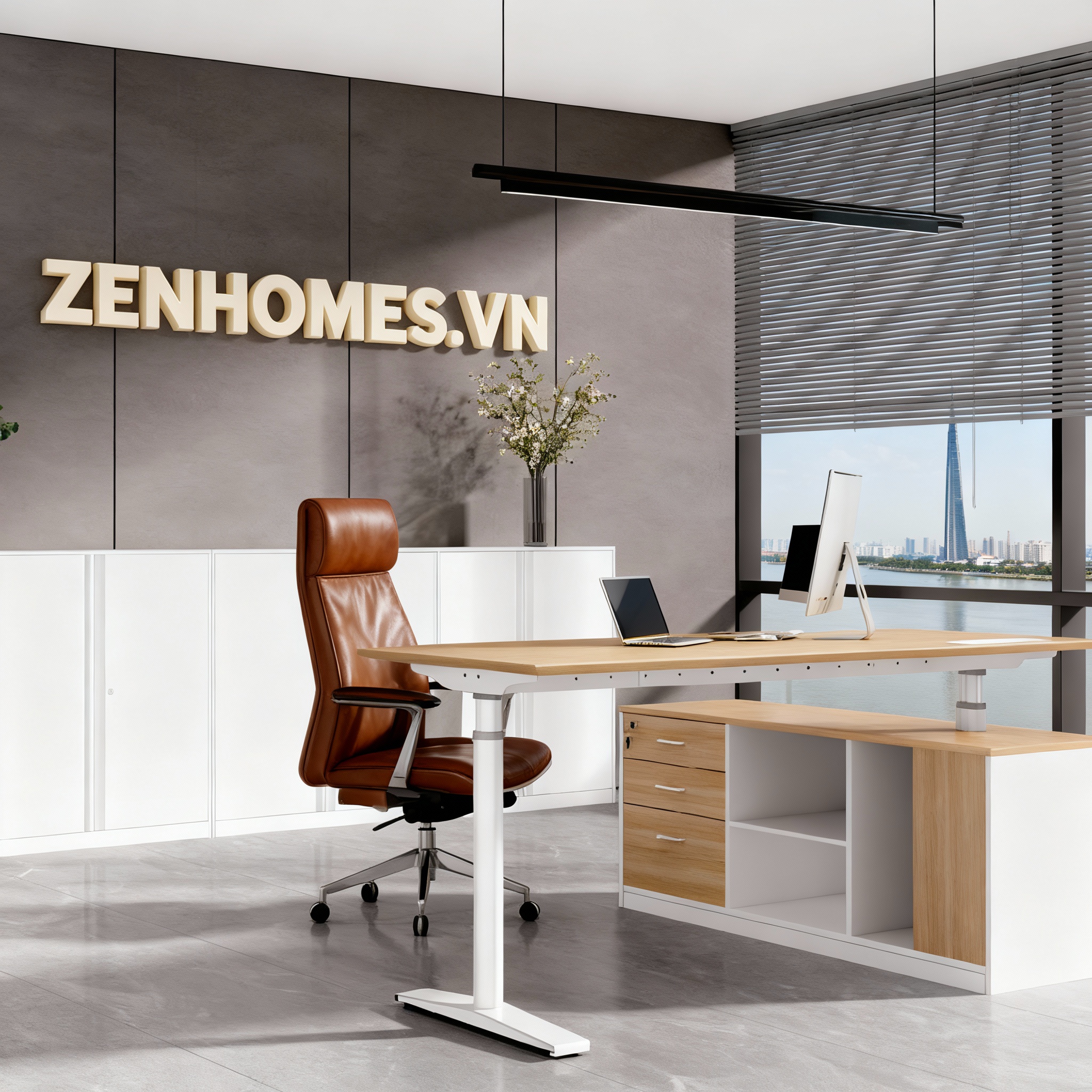 Bàn trưởng phòng dùng hệ chân bàn BONNIE