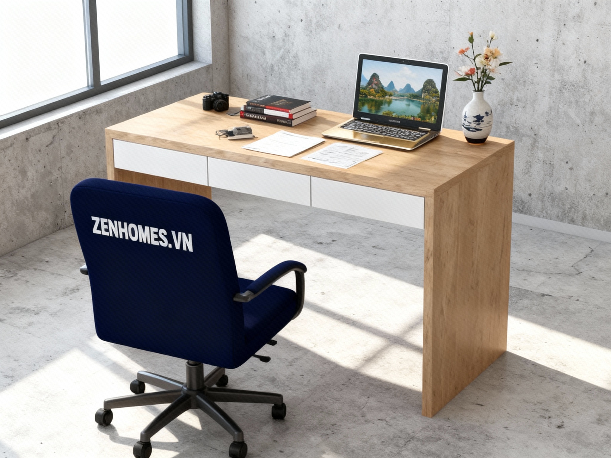 bàn làm việc gỗ veneer