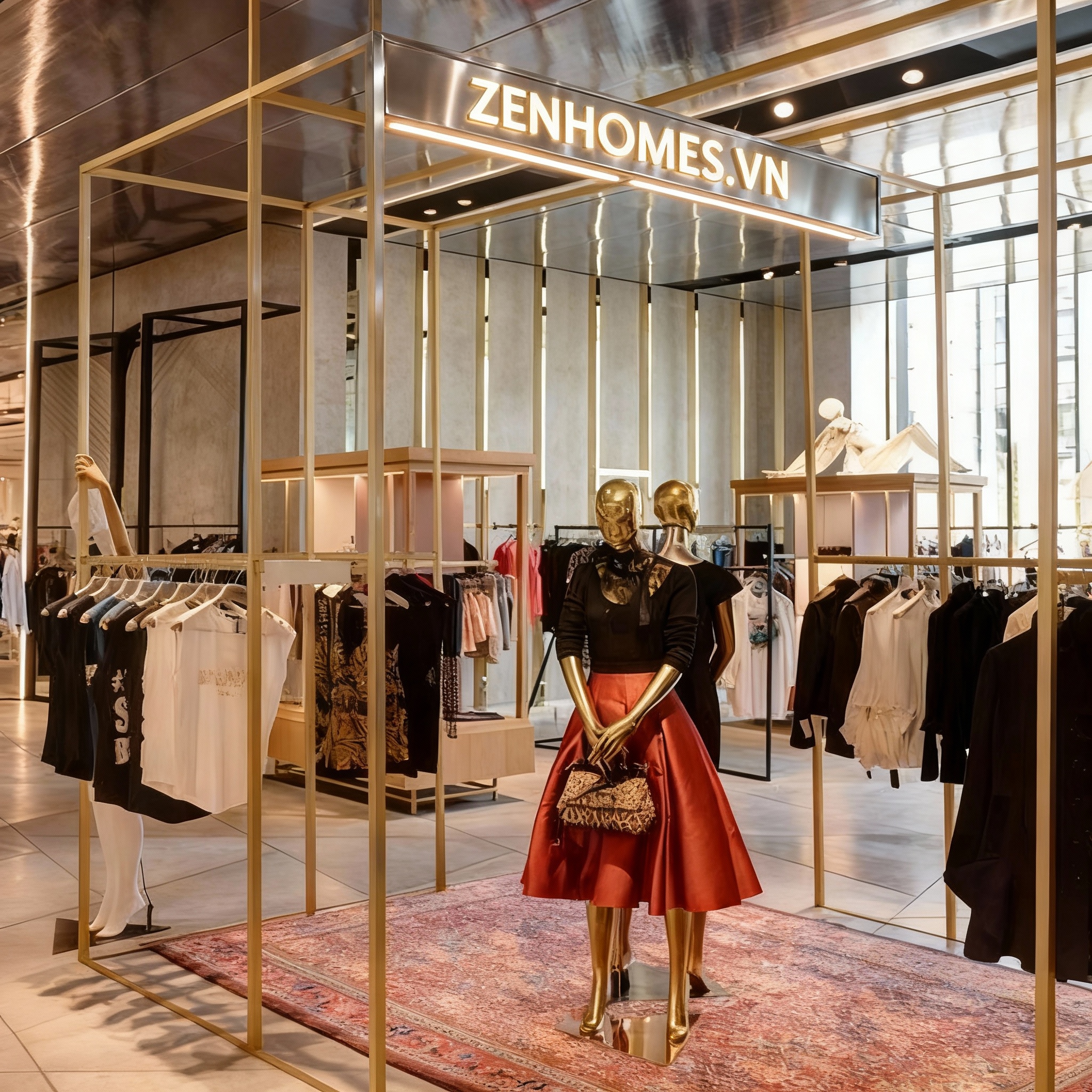 Thi công showroom với inox decor