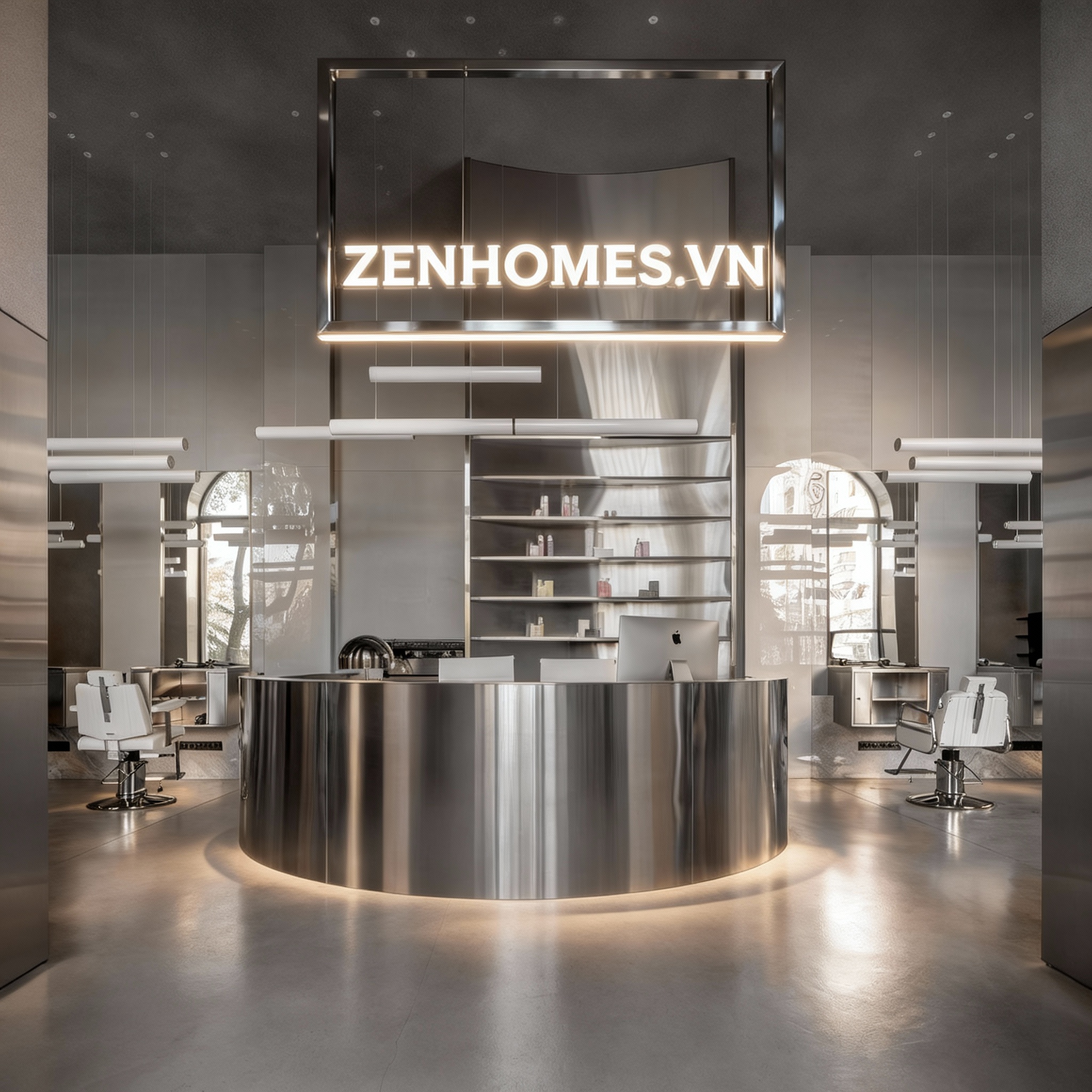 Thi công showroom với inox decor