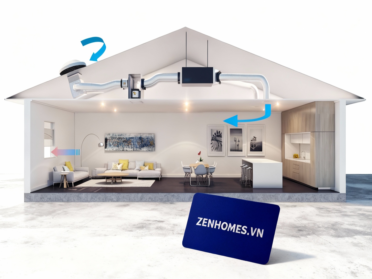 Thi công nội thất chung cư trọn gói đừng bỏ qua hệ thống điều hòa cấp khí tươi