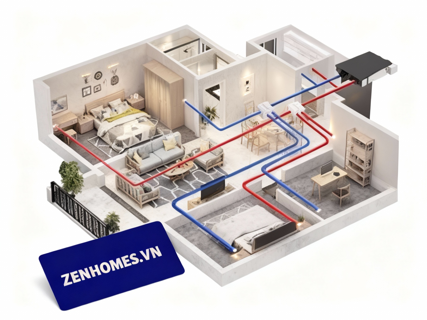 Thi công nội thất chung cư trọn gói đừng bỏ qua hệ thống điều hòa cấp khí tươi