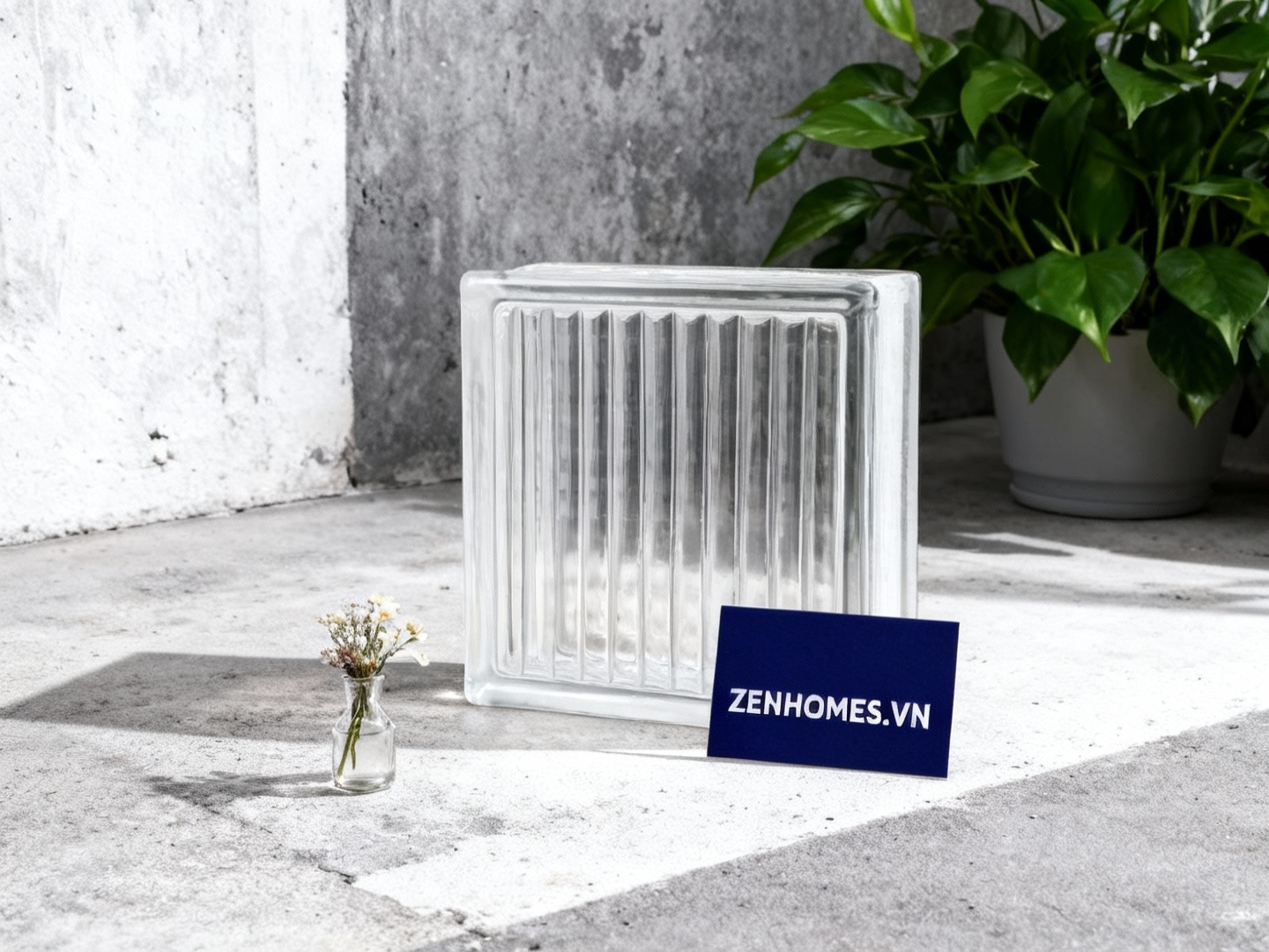 Tường gạch kính sọc đũa