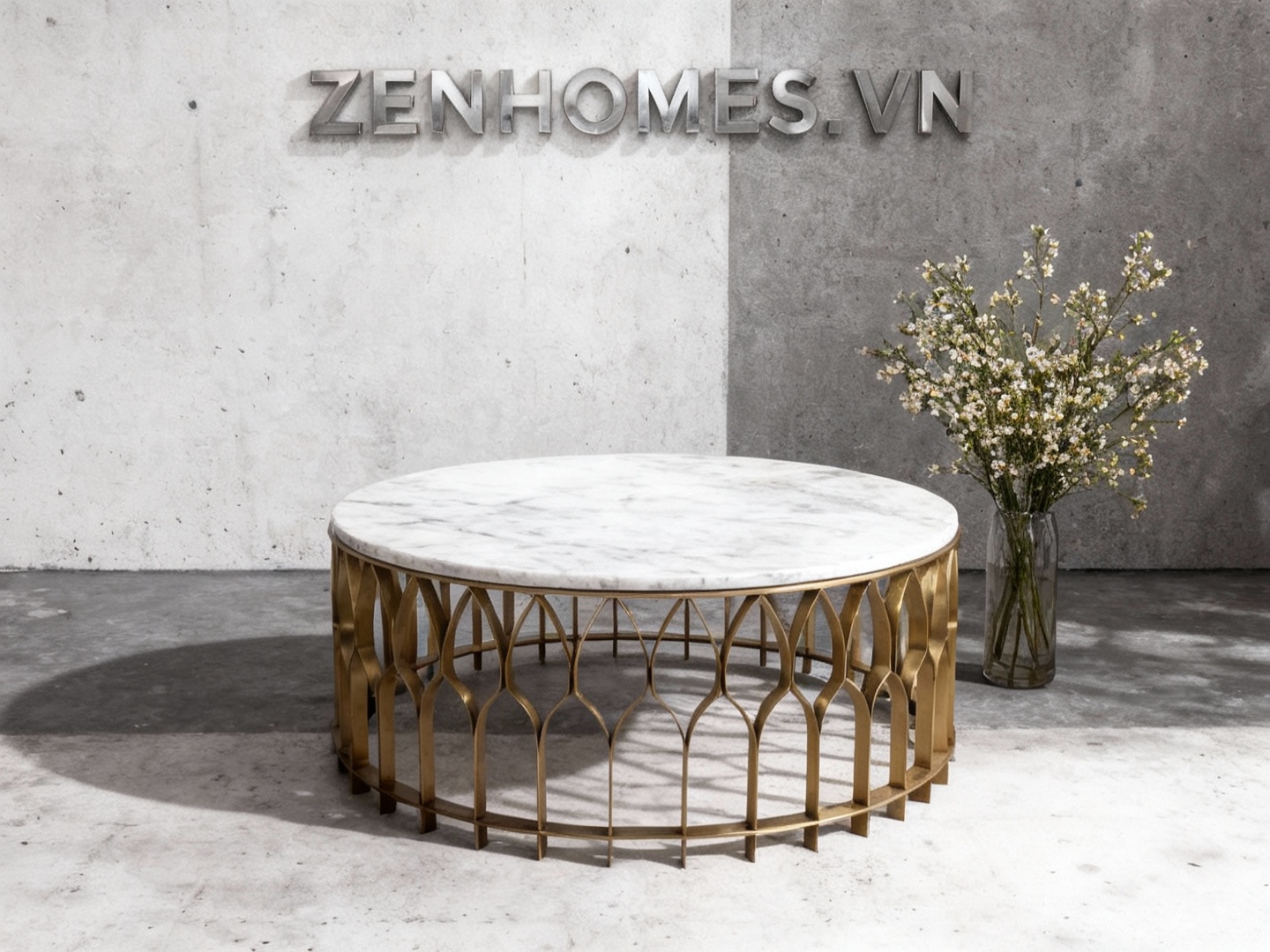 Bàn trà phòng khách đẹp chân inox vàng