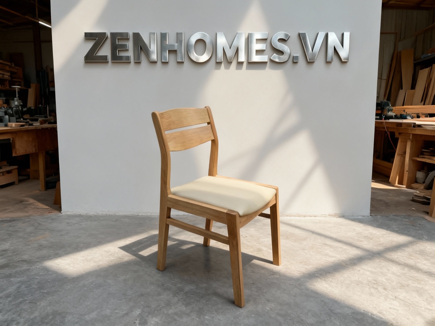 Ghế gỗ cafe sản xuất tại xưởng nội thất Zenhomes