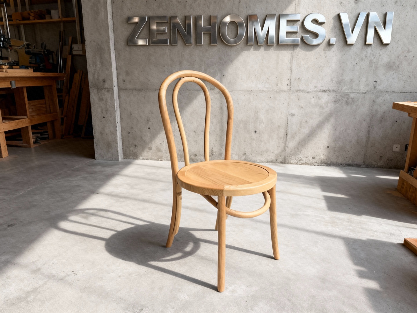 Ghế gỗ cafe sản xuất tại xưởng nội thất Zenhomes