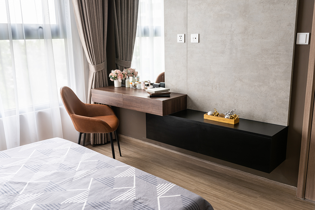 Thiết kế nội thất chung cư 3 phòng ngủ The Zenpark Ruby - phòng ngủ con tủ tivi