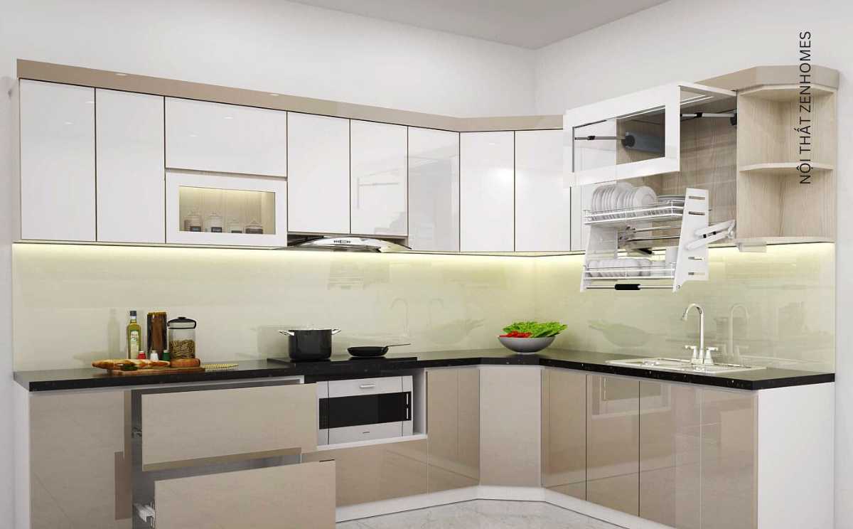 Tủ bếp nhựa sơn PU