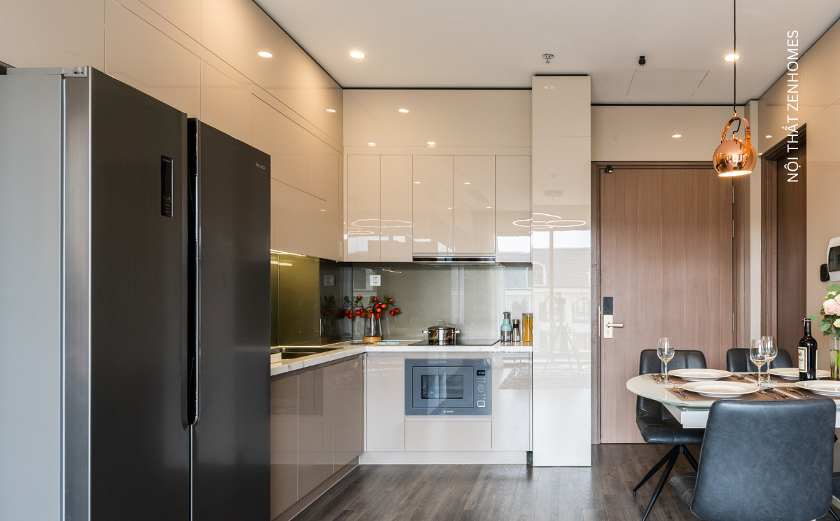 Tủ bếp nhựa Acrylic bóng gương 0207