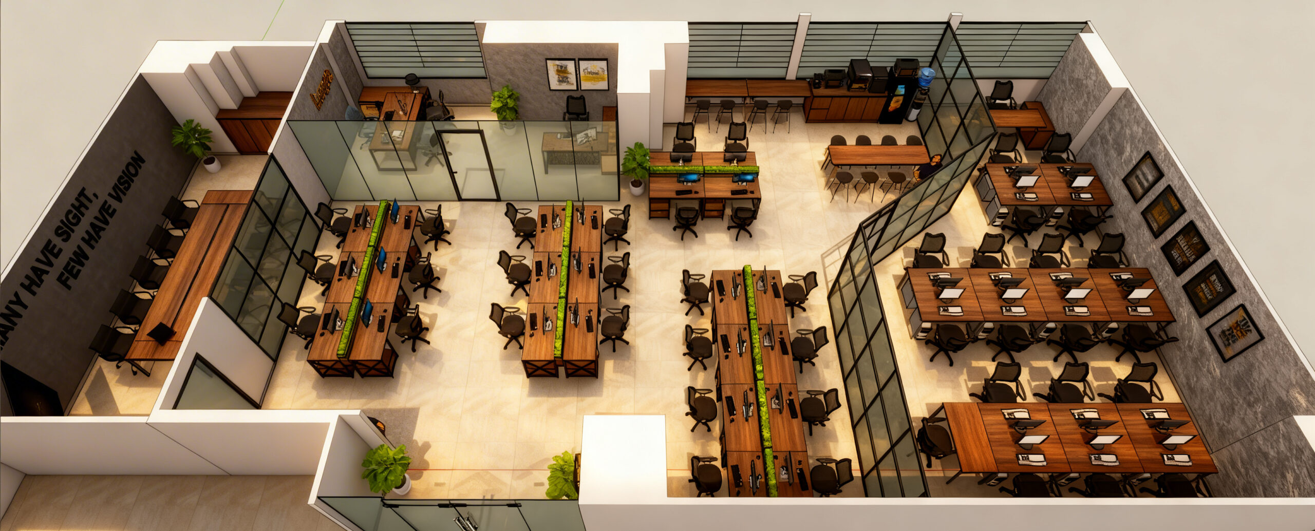 bố trí layout mặt bằng thi công nội thất văn phòng thông minh tối ưu không gian