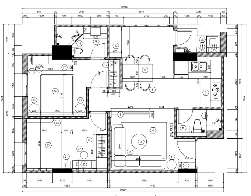 Mặt bằng bố trí nội thất căn hộ cải tạo chung cư tối ưu công năng sử dụng
