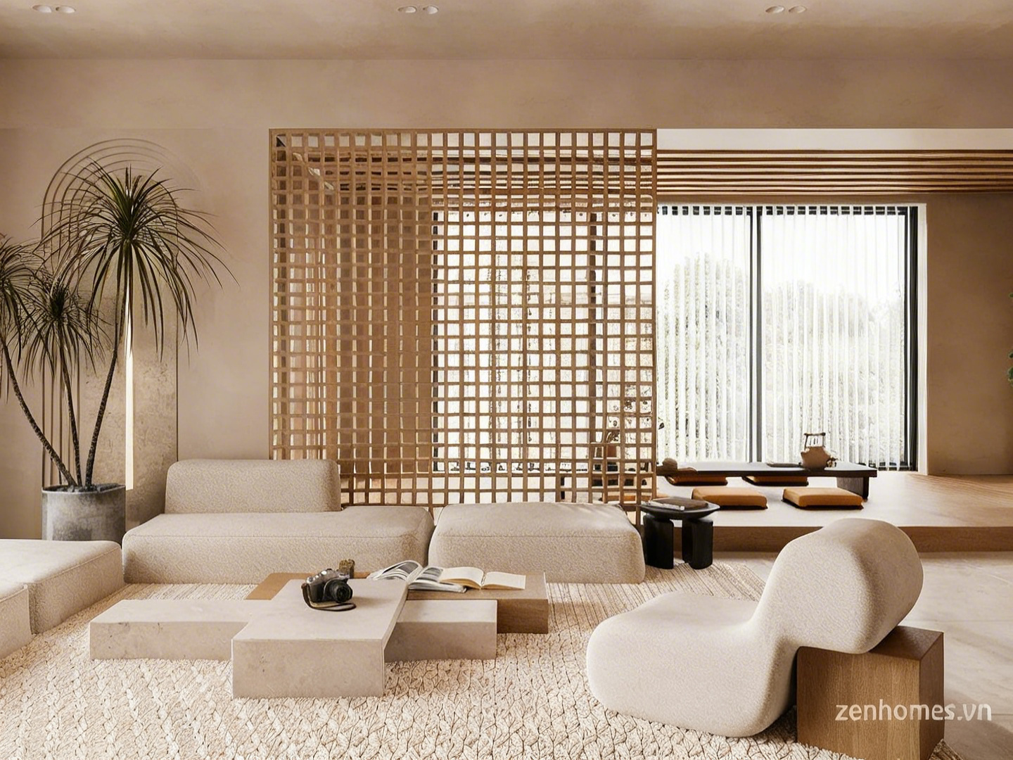 Mẫu thiết kế nội thất biệt thự đẹp phong cách Japandi tinh tế