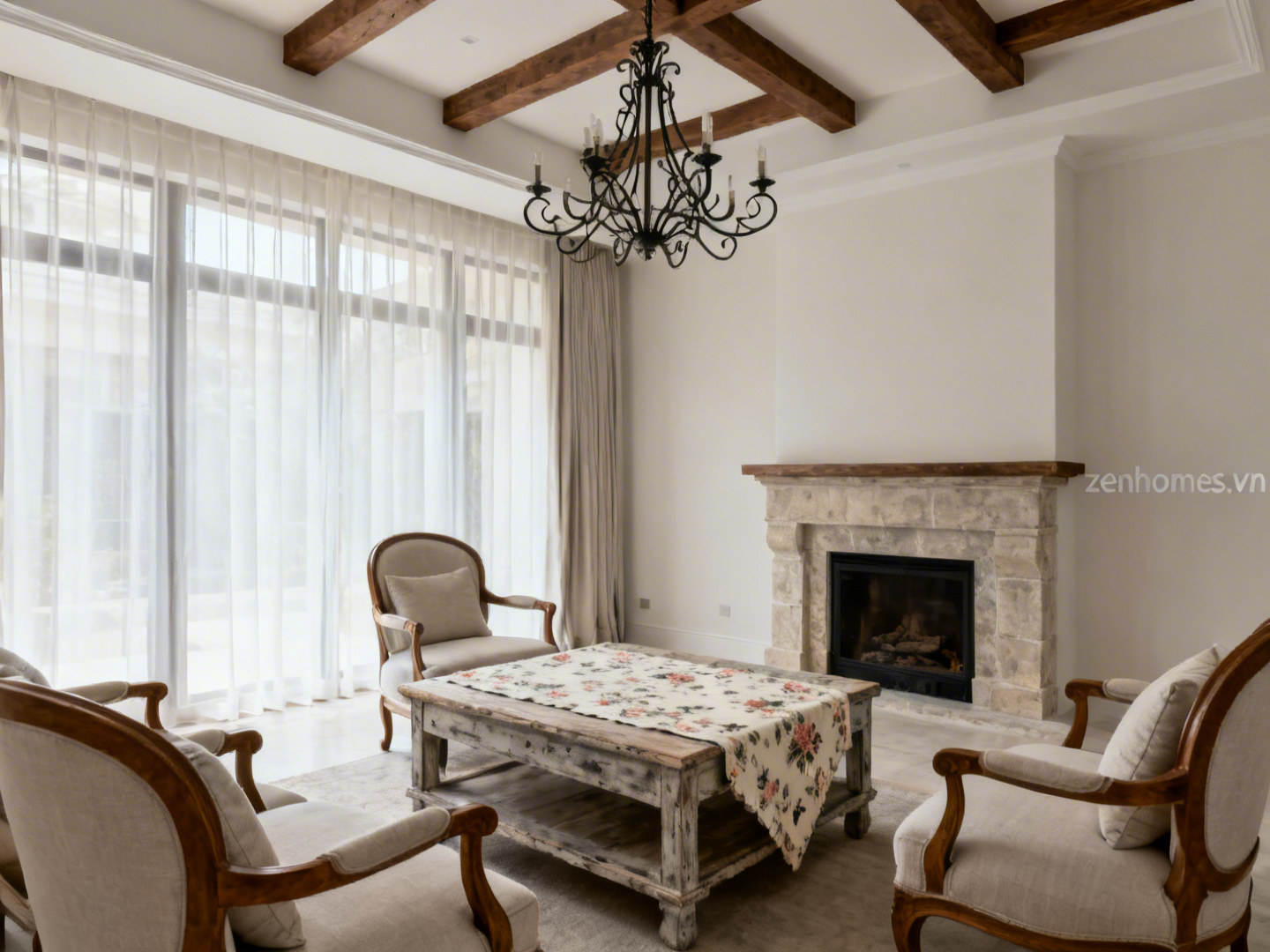 Mẫu thiết kế nội thất biệt thự phong cách French Provincial Pháp cổ điển