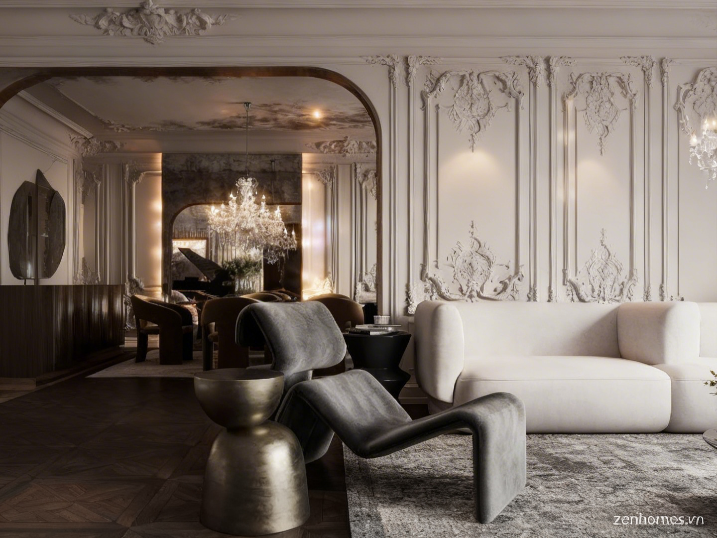 Mẫu thiết kế nội thất biệt thự phong cách Luxury Neo-classical tân cổ điển cao cấp