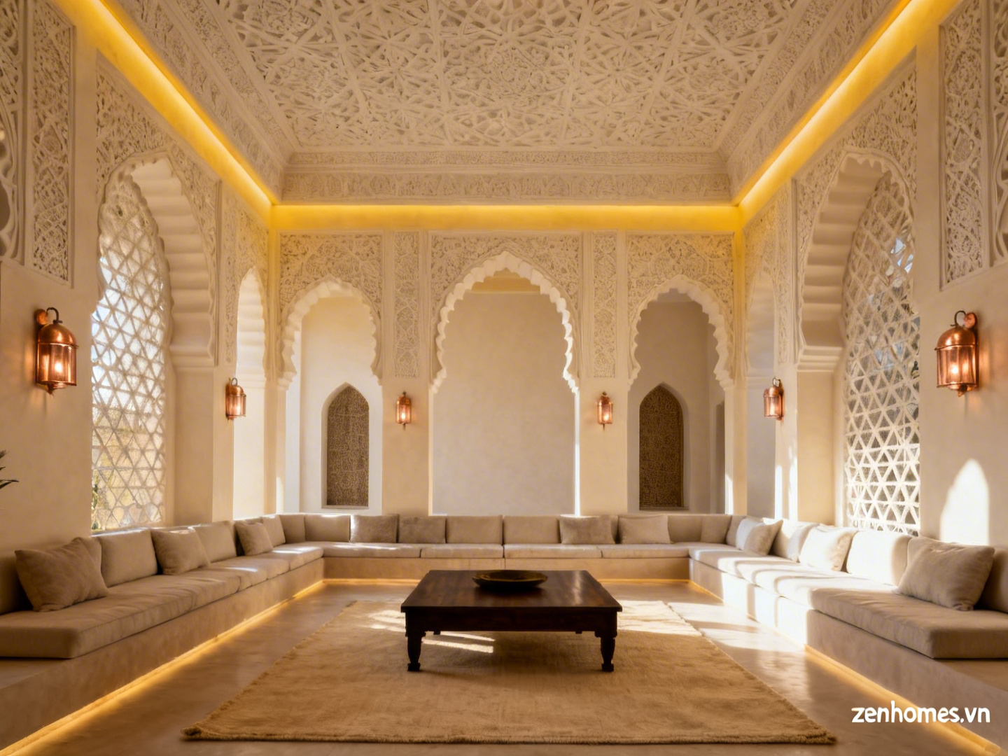 Mẫu thiết kế nội thất biệt thự phong cách Moroccan Ma Rốc sang trọng