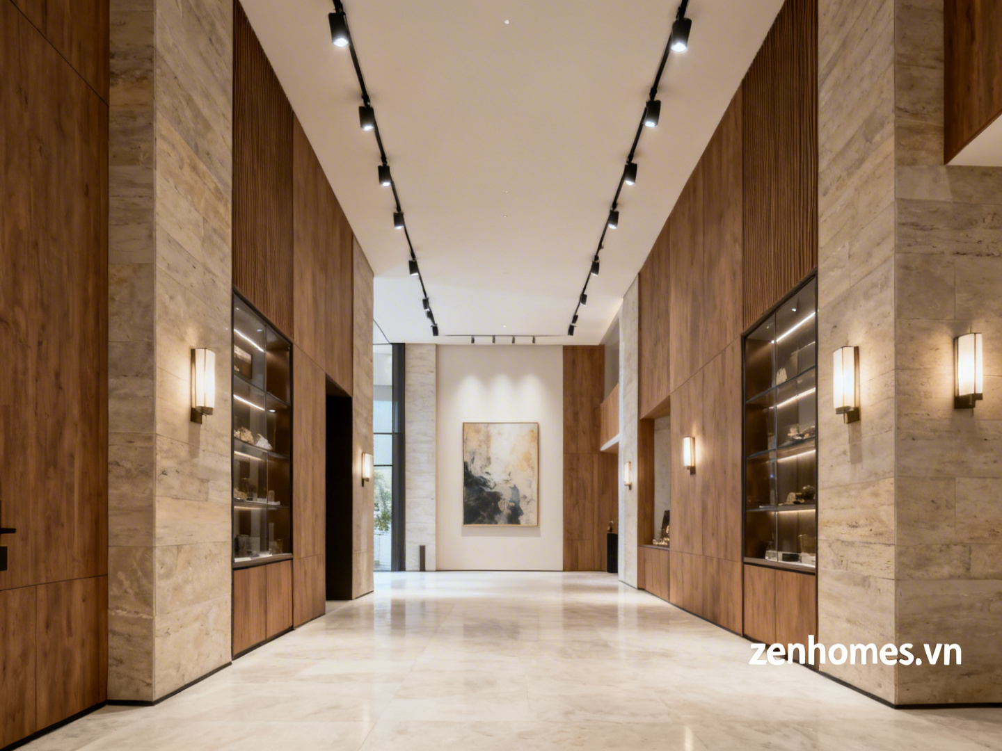 Mẫu thiết kế nội thất biệt thự với Sảnh Trưng Bày tích hợp hệ chiếu sáng nghệ thuật
