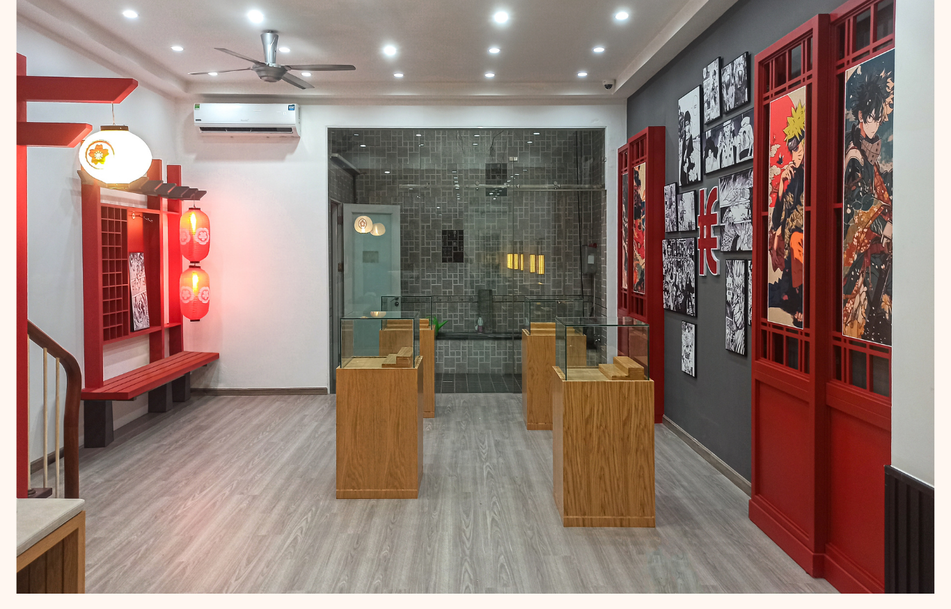 thiết kế nội thất khu trưng bày hair studio luomthuom 2