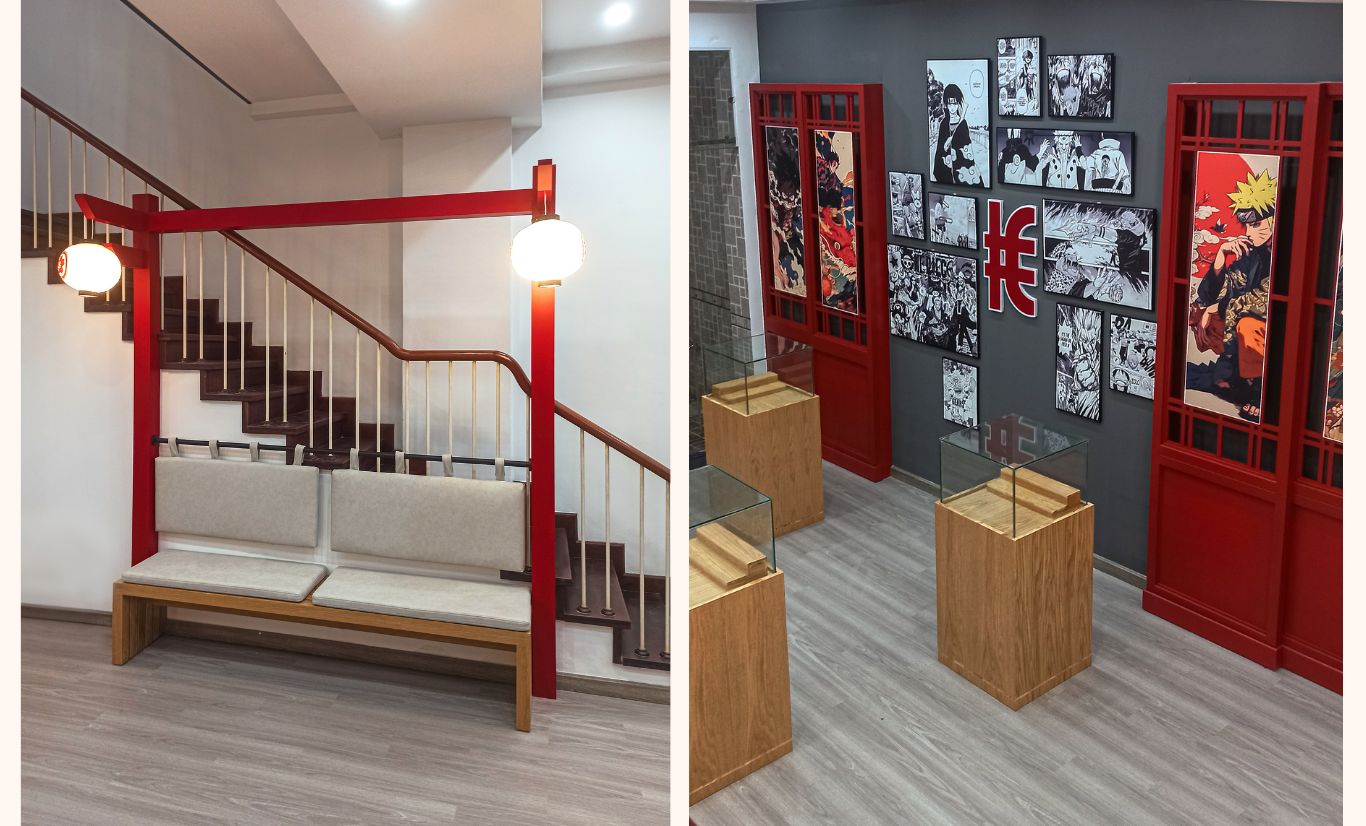 thi công nội thất khu trưng bày hair studio luomthuom 2