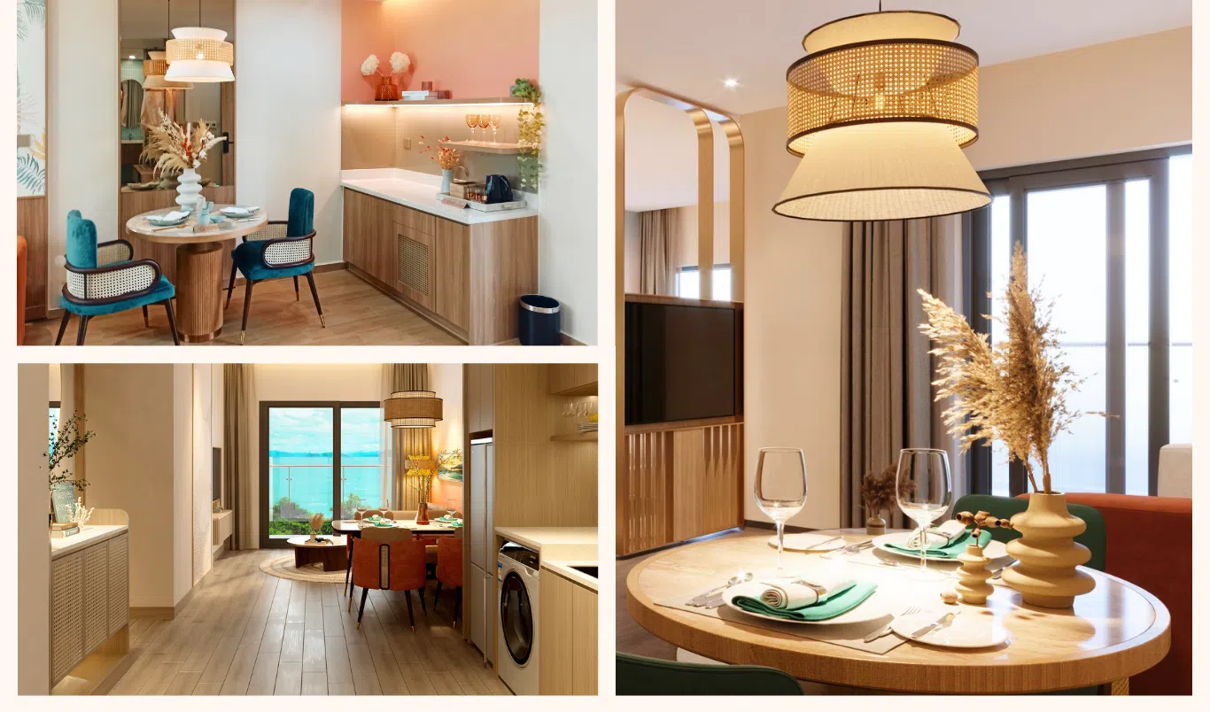 thiết kế nội thất phòng bếp căn hộ condotel đồi dừa