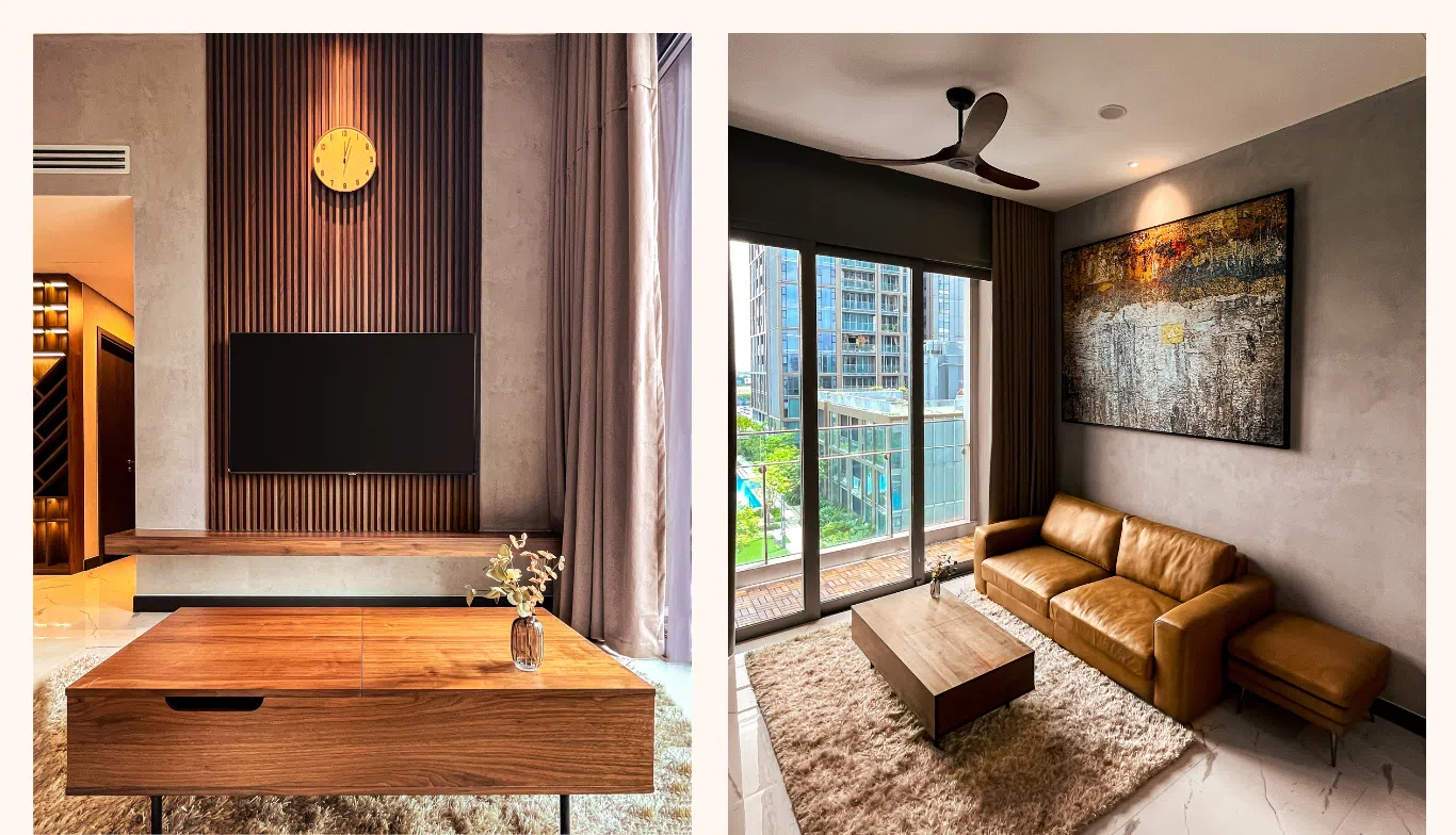thi công nội thất phòng khách căn hộ empire city
