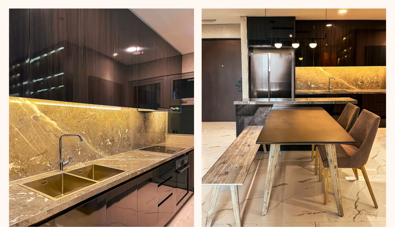 thi công nội thất phòng bếp căn hộ empire city