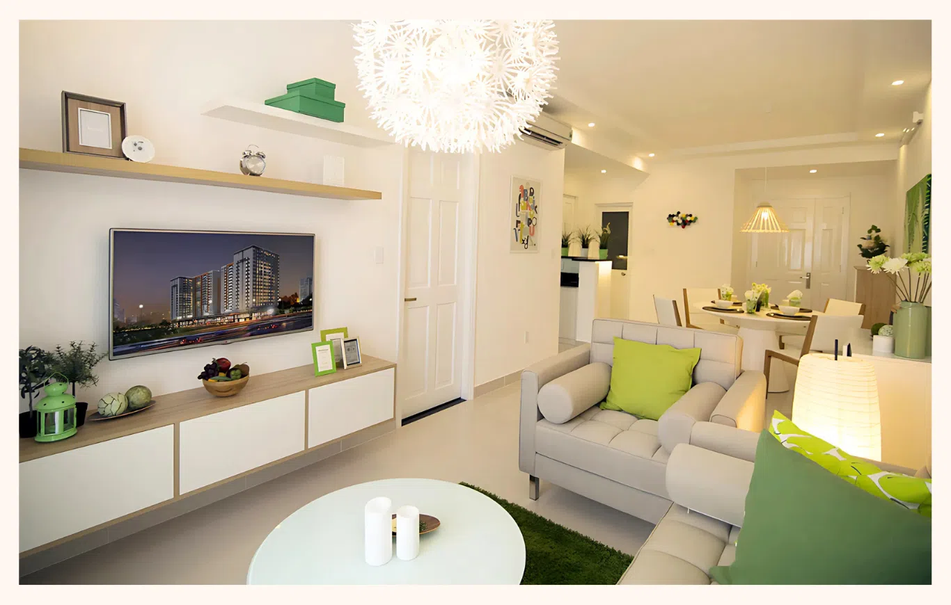 Nội thất phòng khách căn hộ mẫu Melody Residences Tân Phú