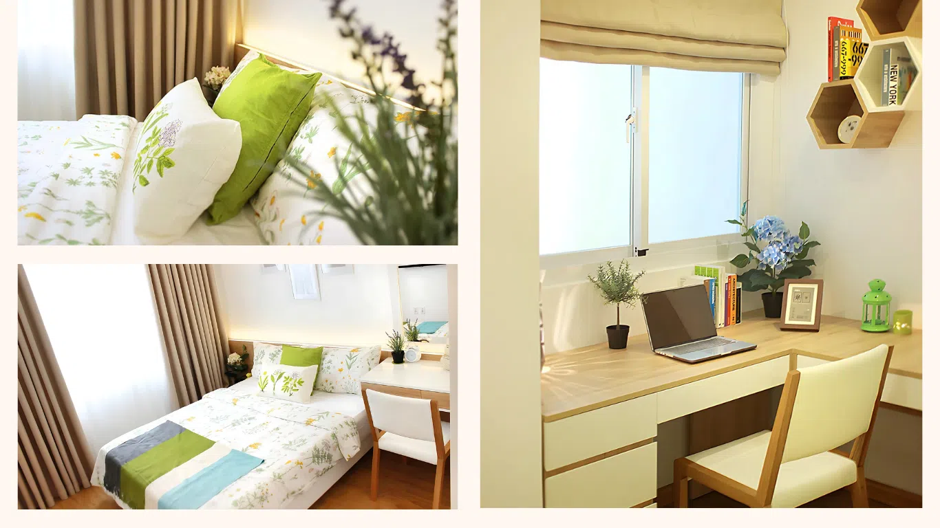 thi công nội thất phòng ngủ master căn hộ mẫu Melody Residences Tân Phú